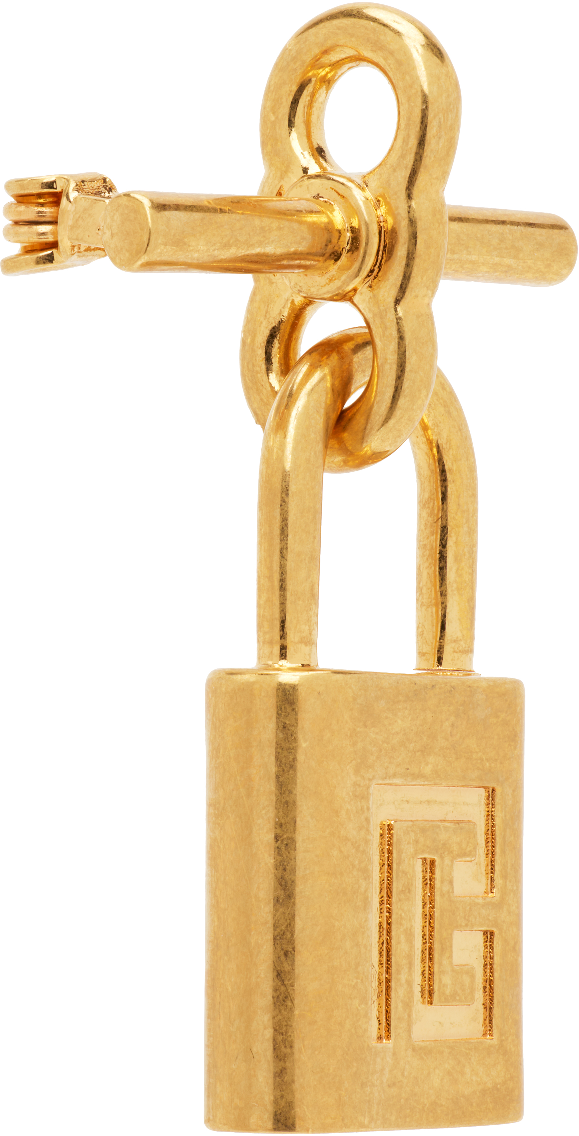 Balmain Brass Pulse Padlock Brooch In Gold