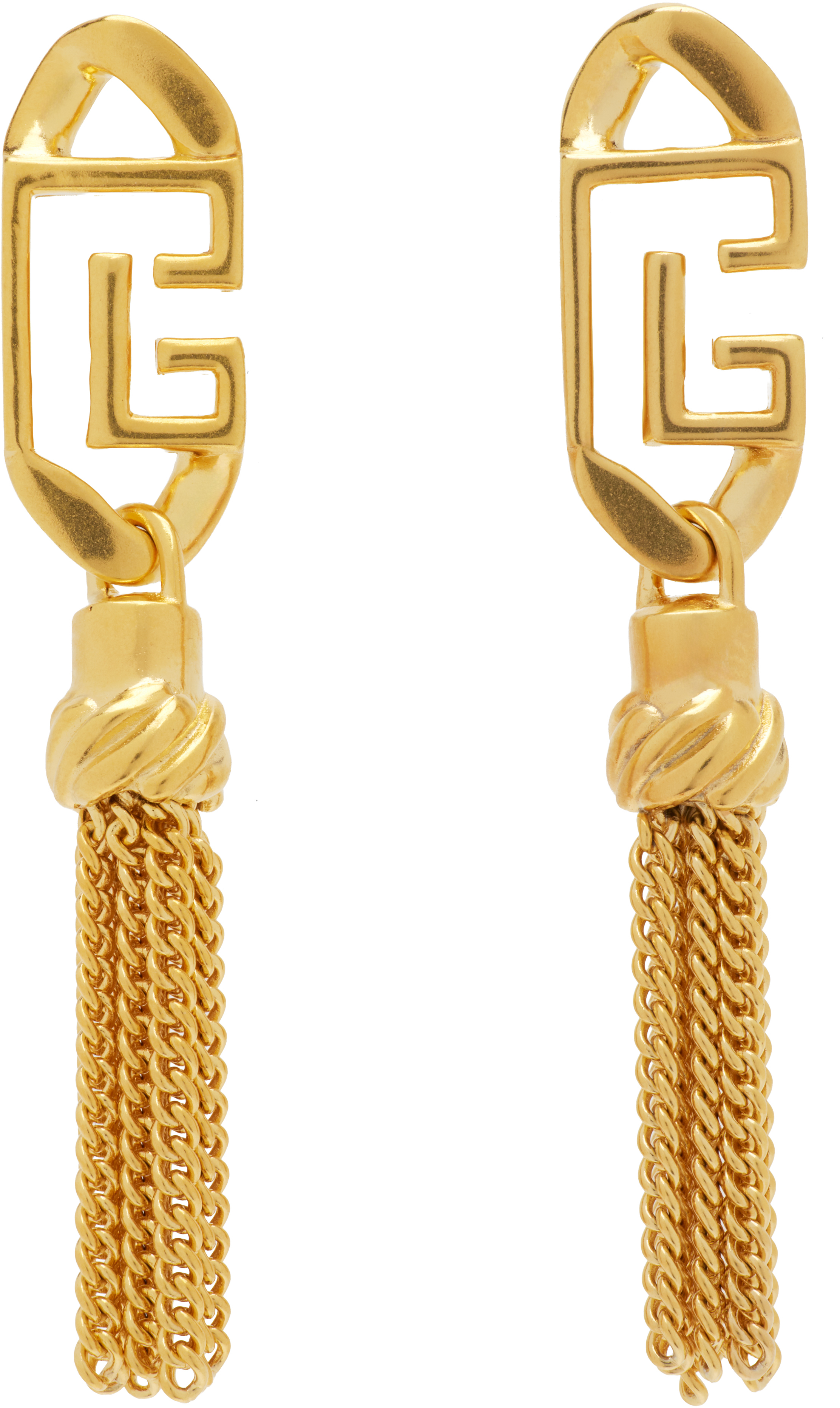 Balmain Sync Pb Pendant Brass Earrings In Gold