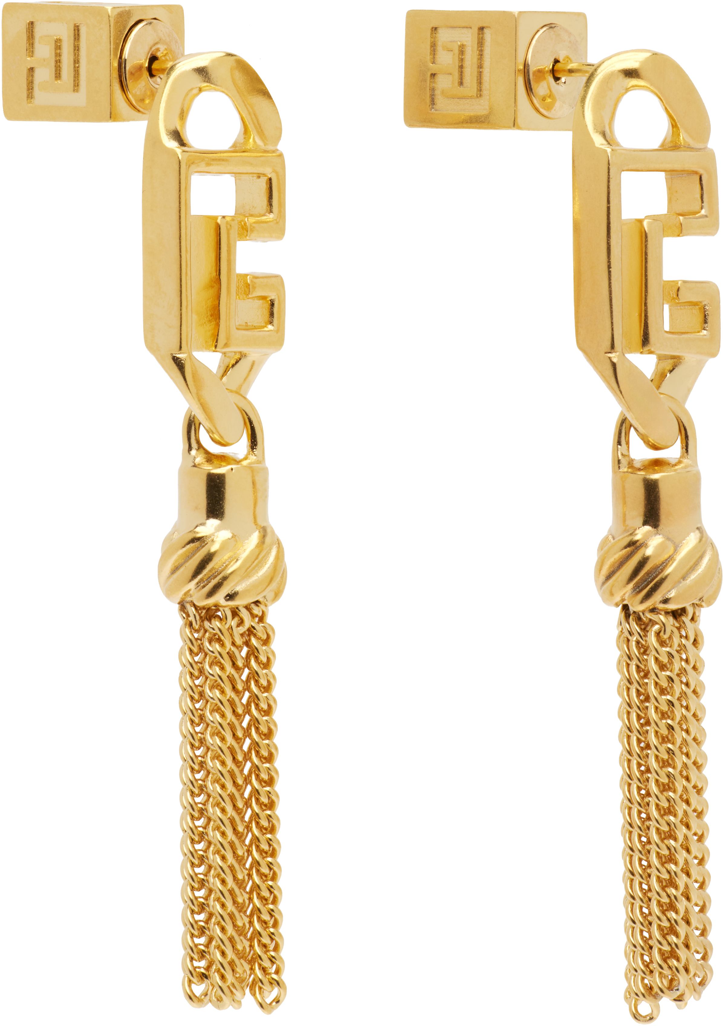 Balmain Sync Pb Pendant Brass Earrings In Gold