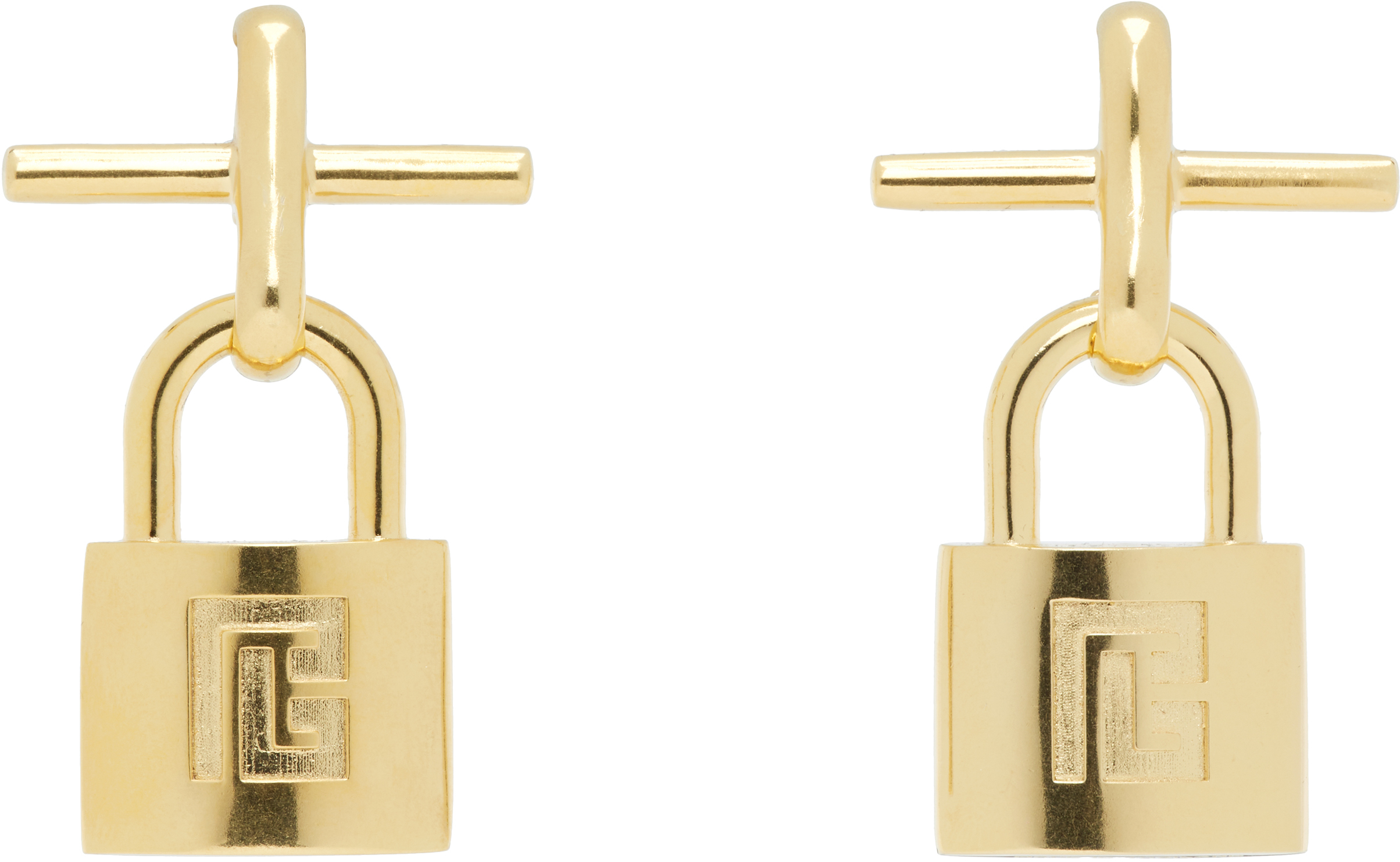 Balmain Brass Pulse Padlock Earrings