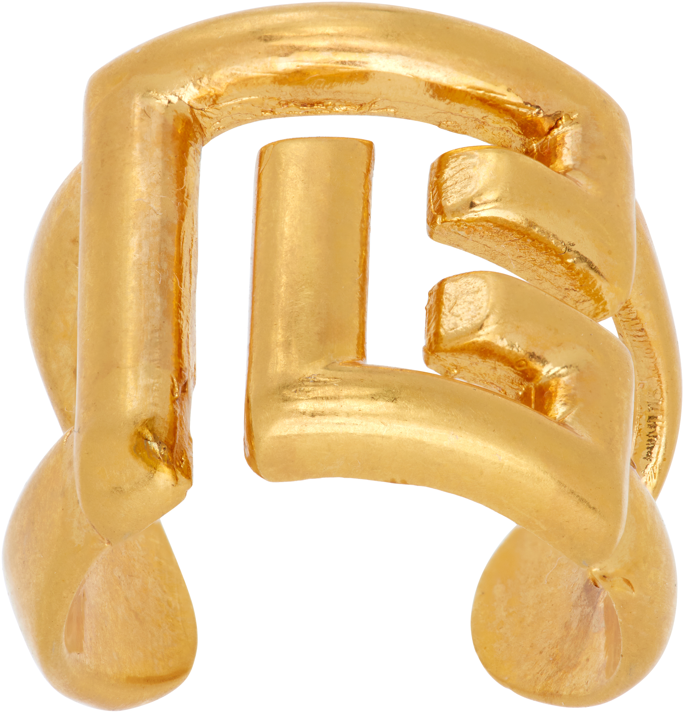 Balmain Brass Sync 'pb' Ring In Gold