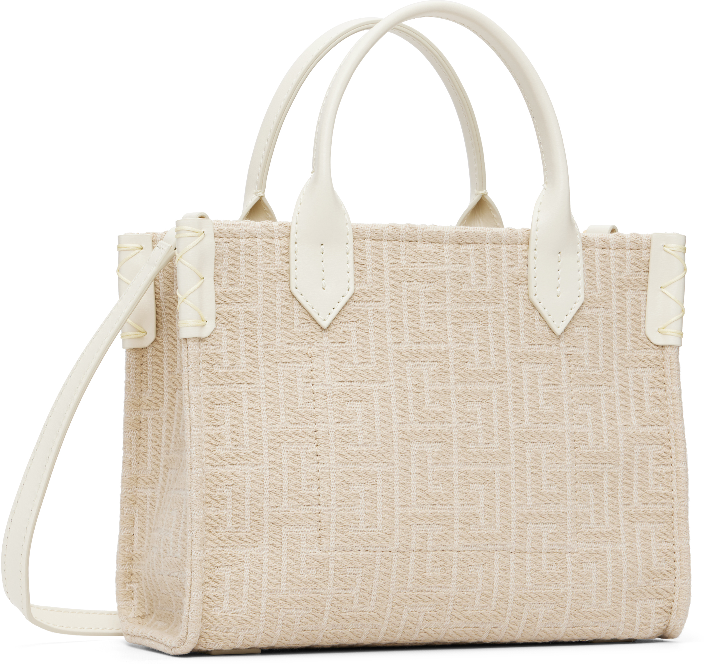 Balmain Beige B-army Small Monogrammed Bag In Neutral