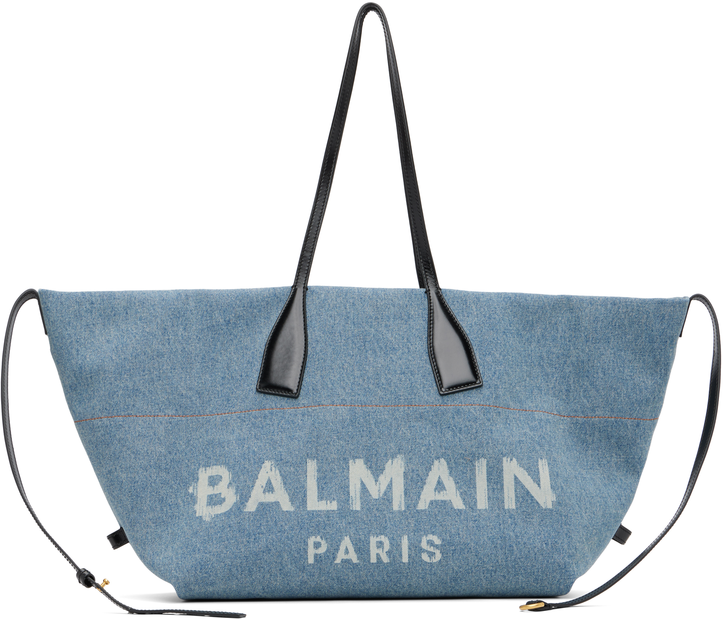 Balmain Blue Track Denim Tote