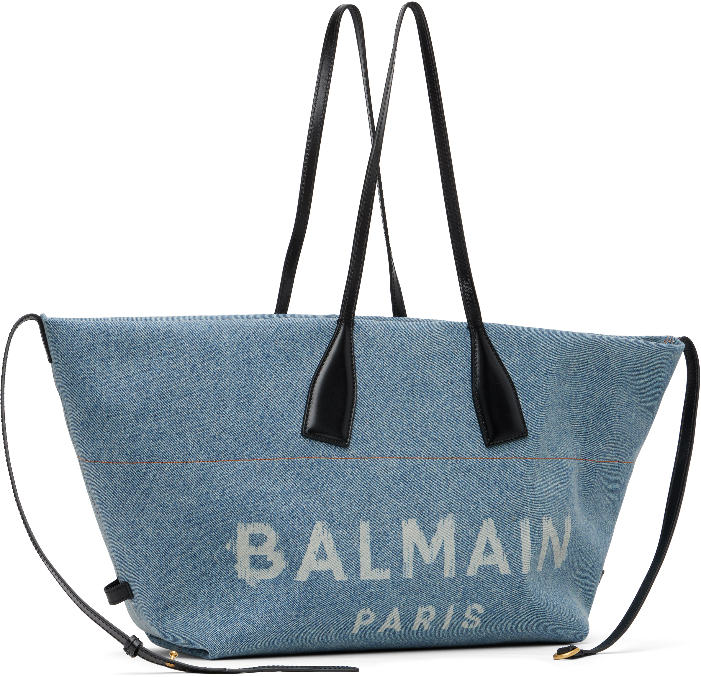 Balmain Blue Track Denim Tote