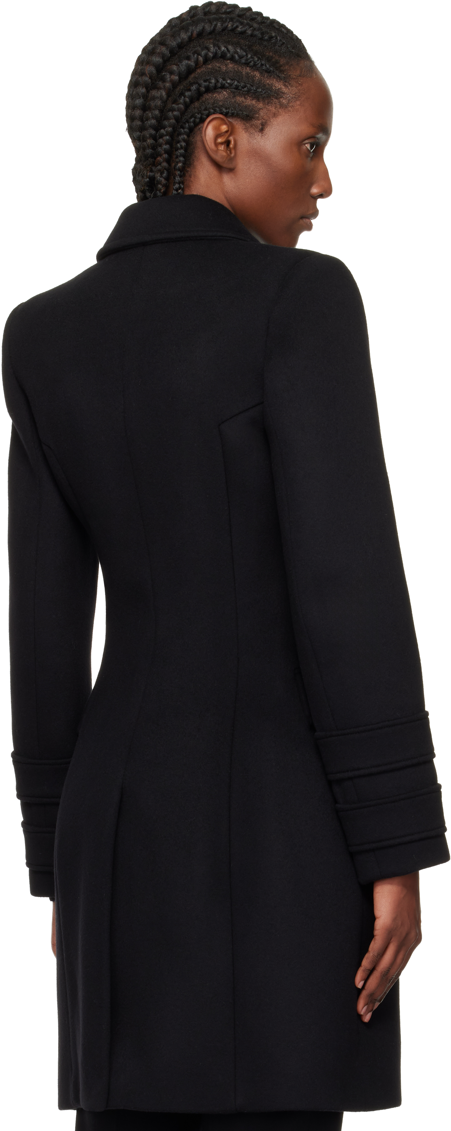 Balmain Black 10-buttons Wool & Cashmere Coat In Black