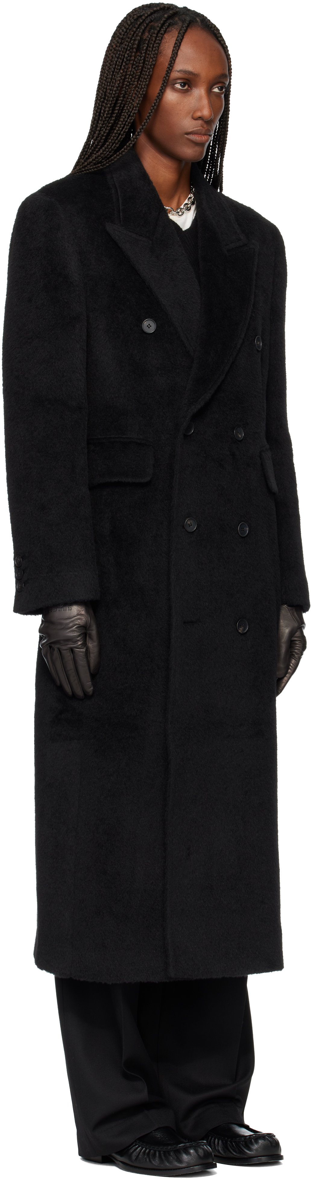 Tonywack Black Wool & Alpaca Fitted Double-breasted Maxi Coat In Black
