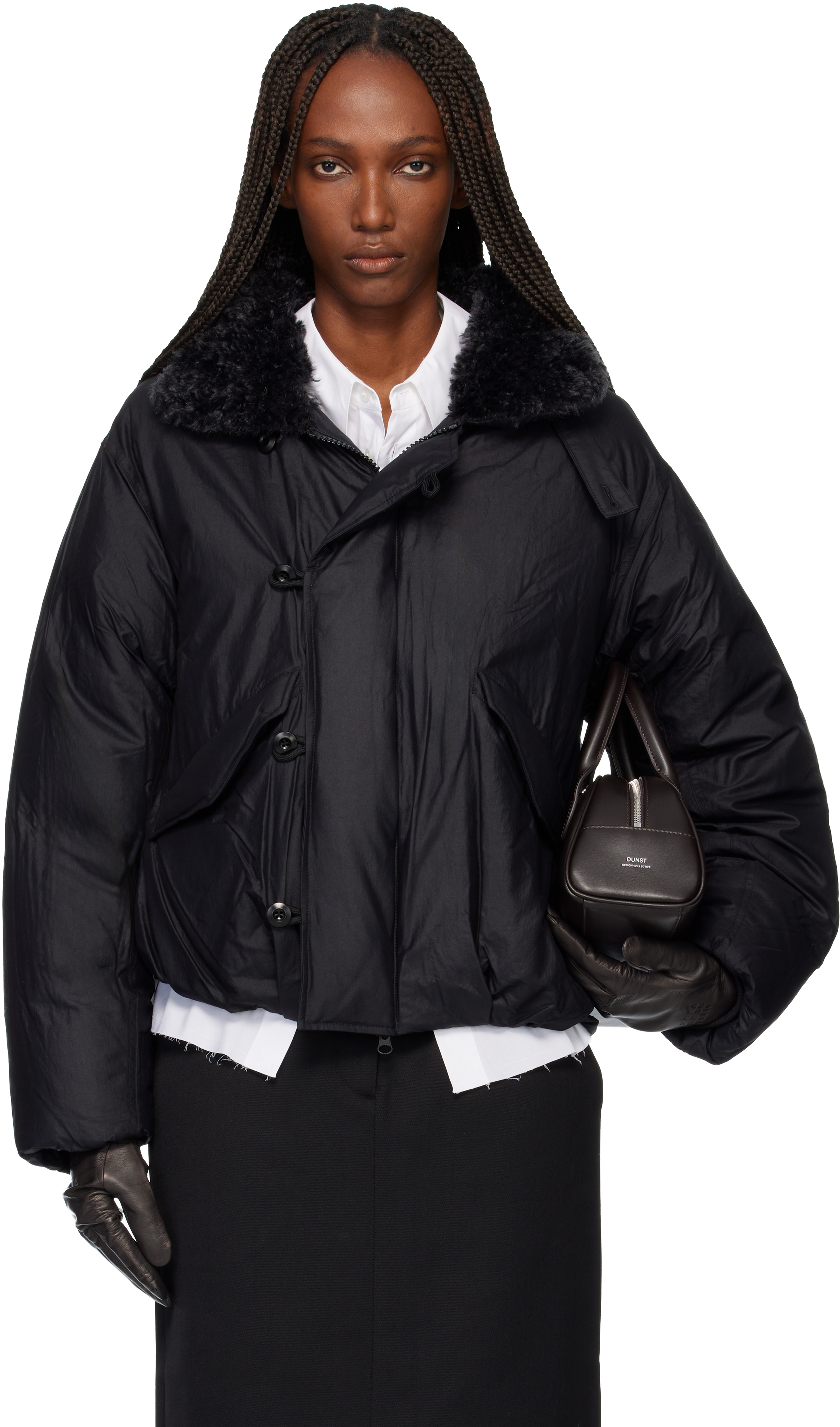 Tonywack Black Faux-shearling Collar Down Jacket