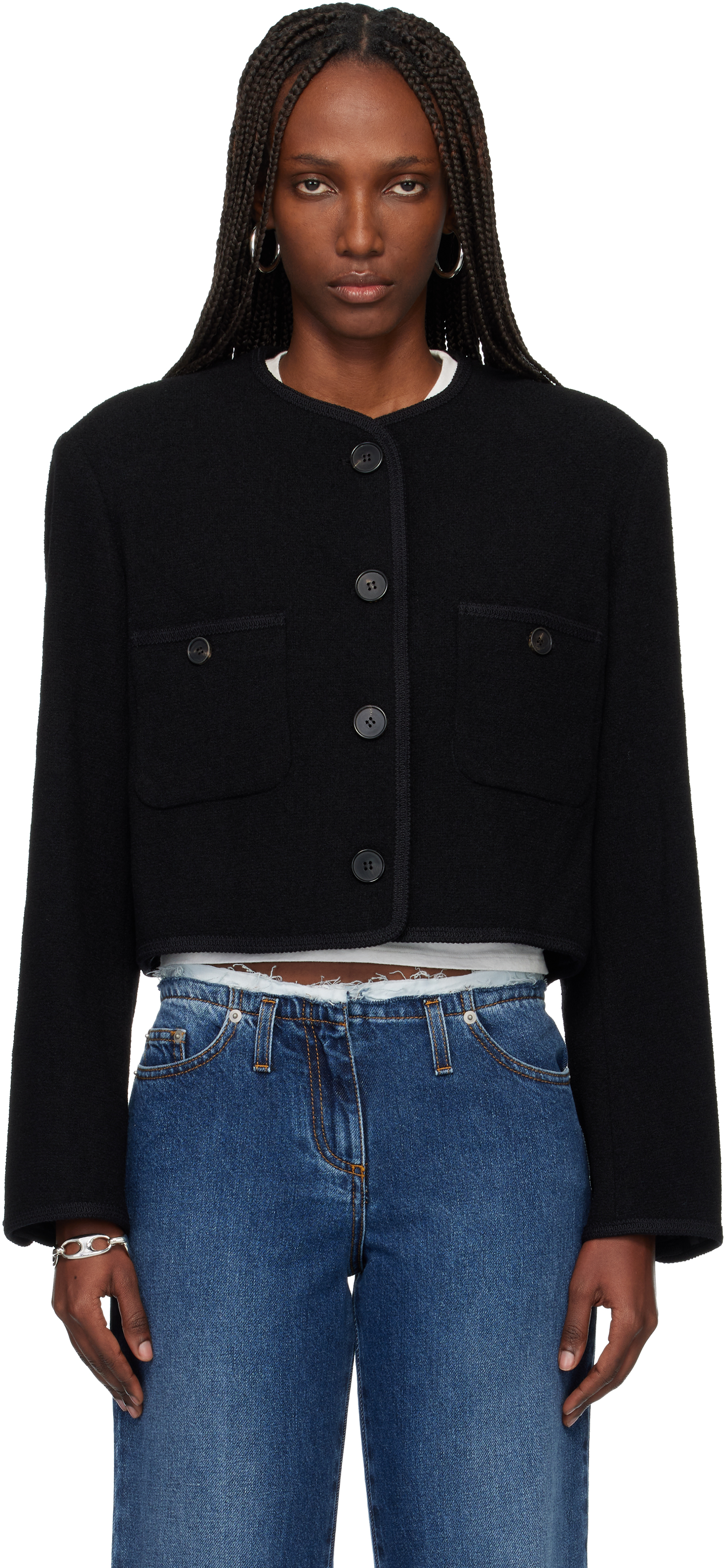 Tonywack Black Tweed Cropped Wool Jacket