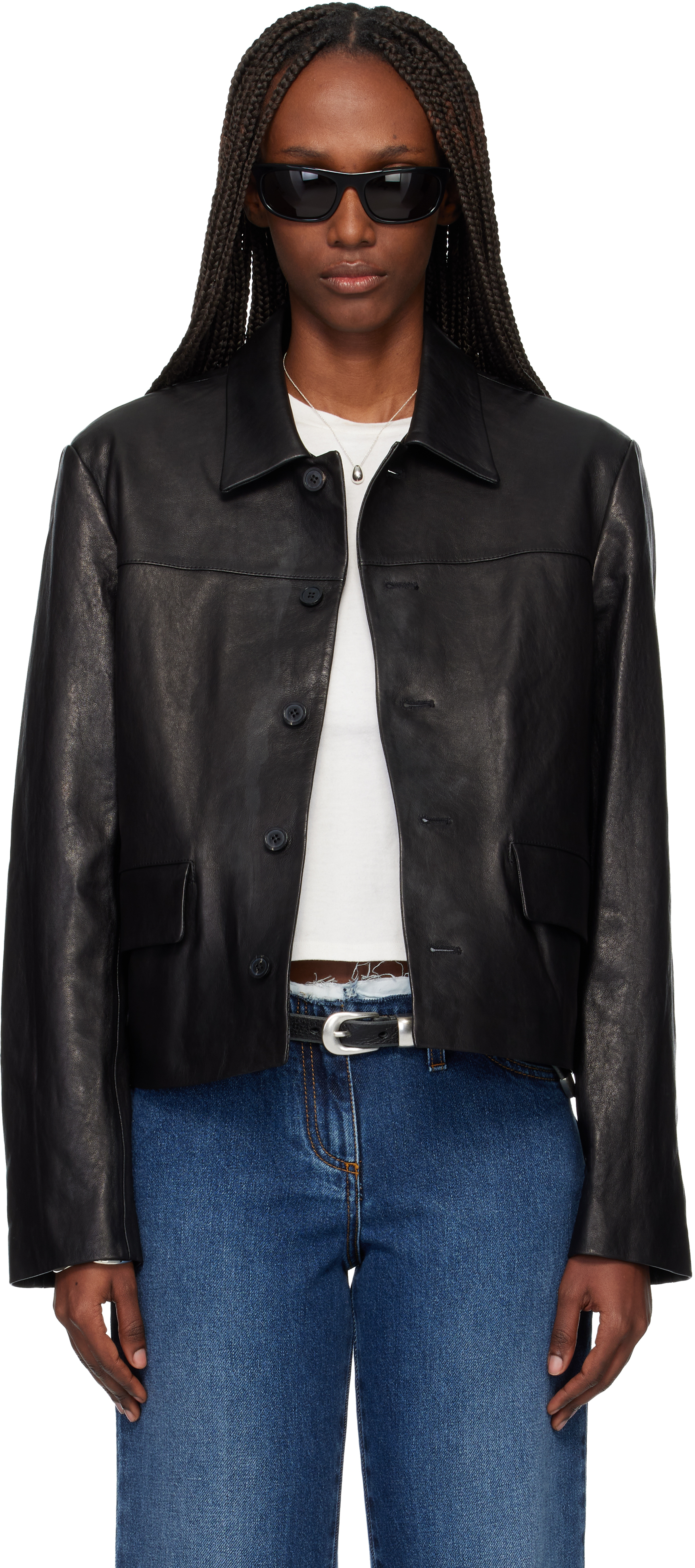 Tonywack Black Vegetable Tanned Lamb Leather Jacket