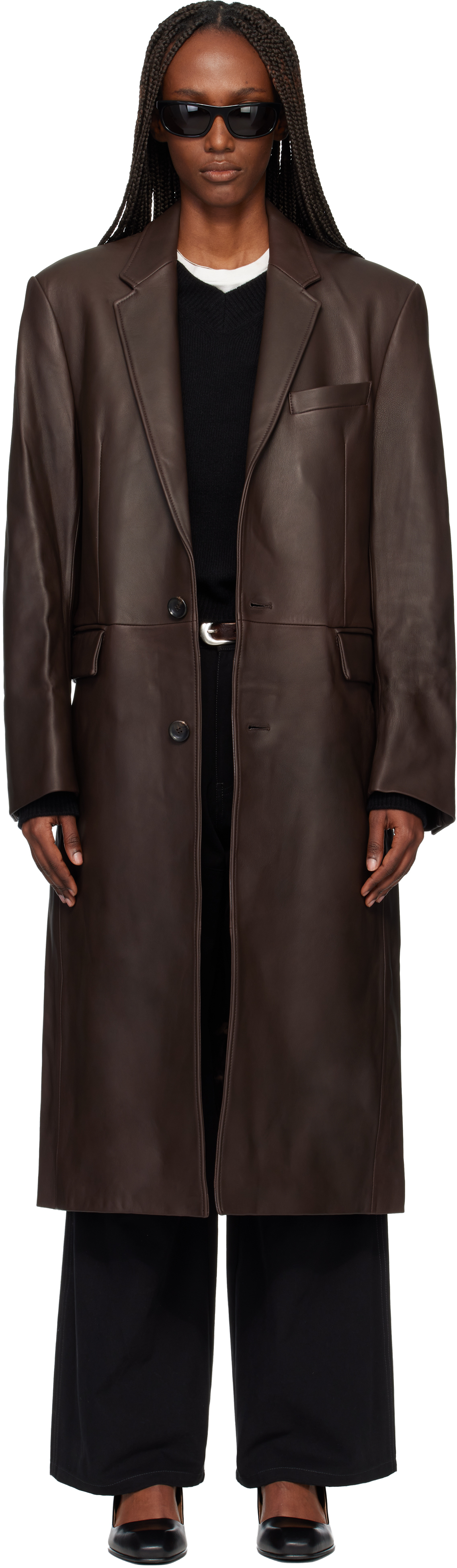 Tonywack Brown Naked Single Lamb Leather Coat