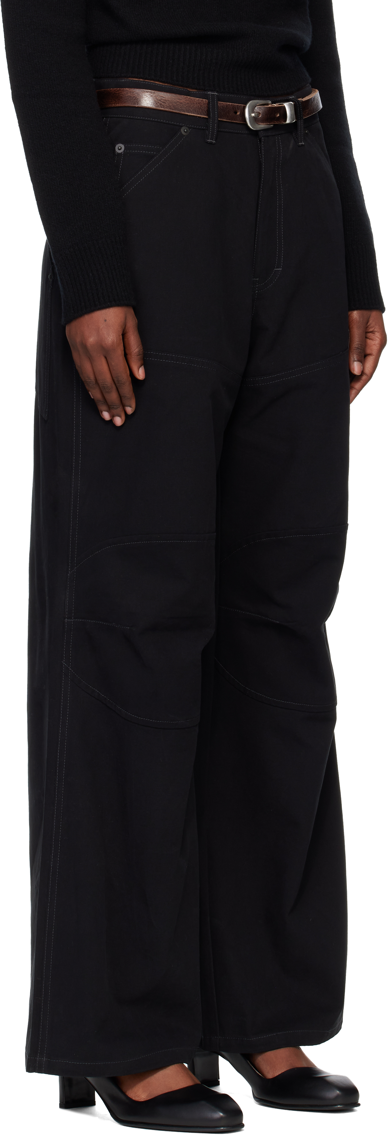 Tonywack Black Oversized Wide-leg Denim Jeans In Black