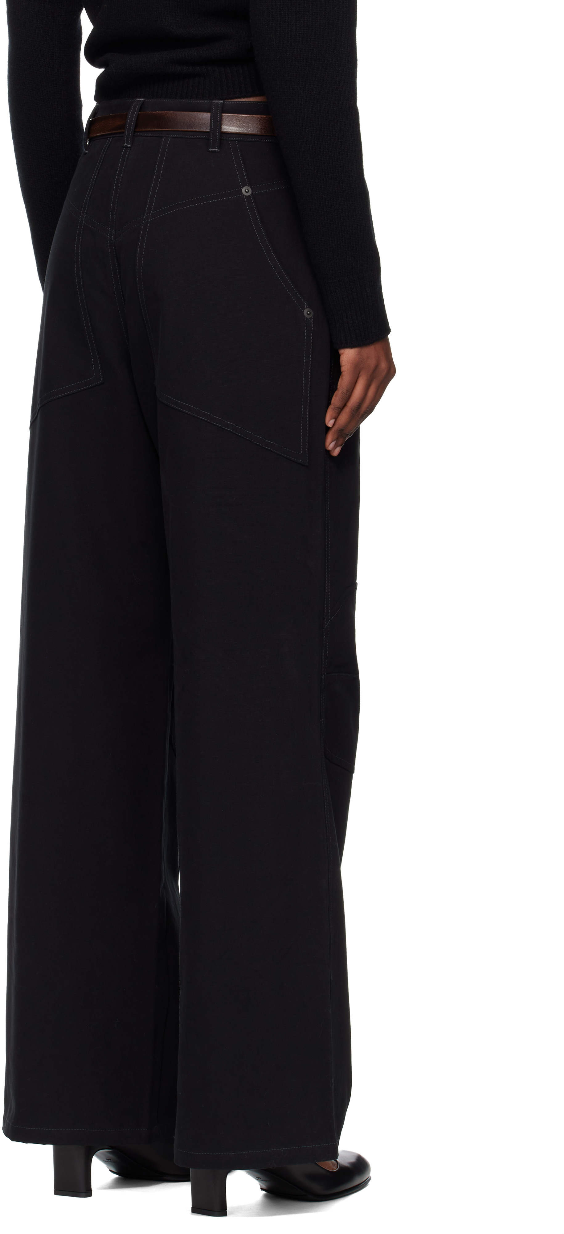 Tonywack Black Oversized Wide-leg Denim Jeans In Black