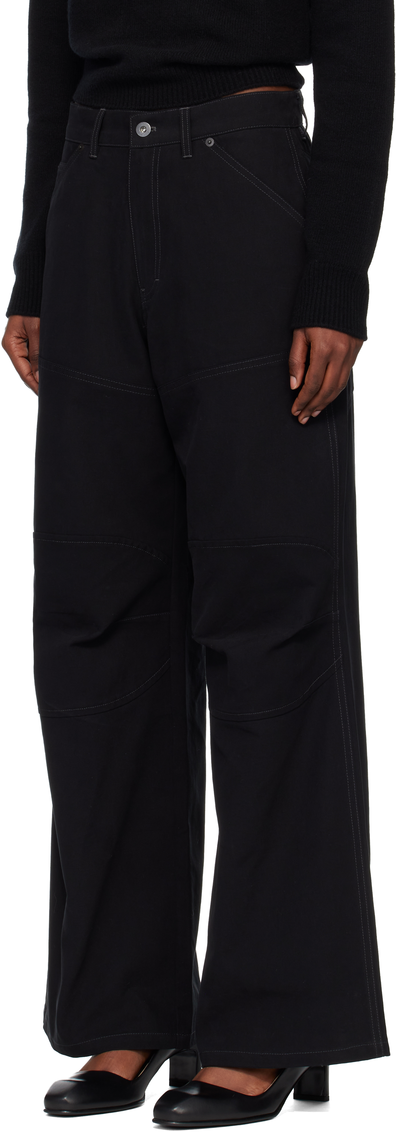 Tonywack Black Oversized Wide-leg Denim Jeans In Black