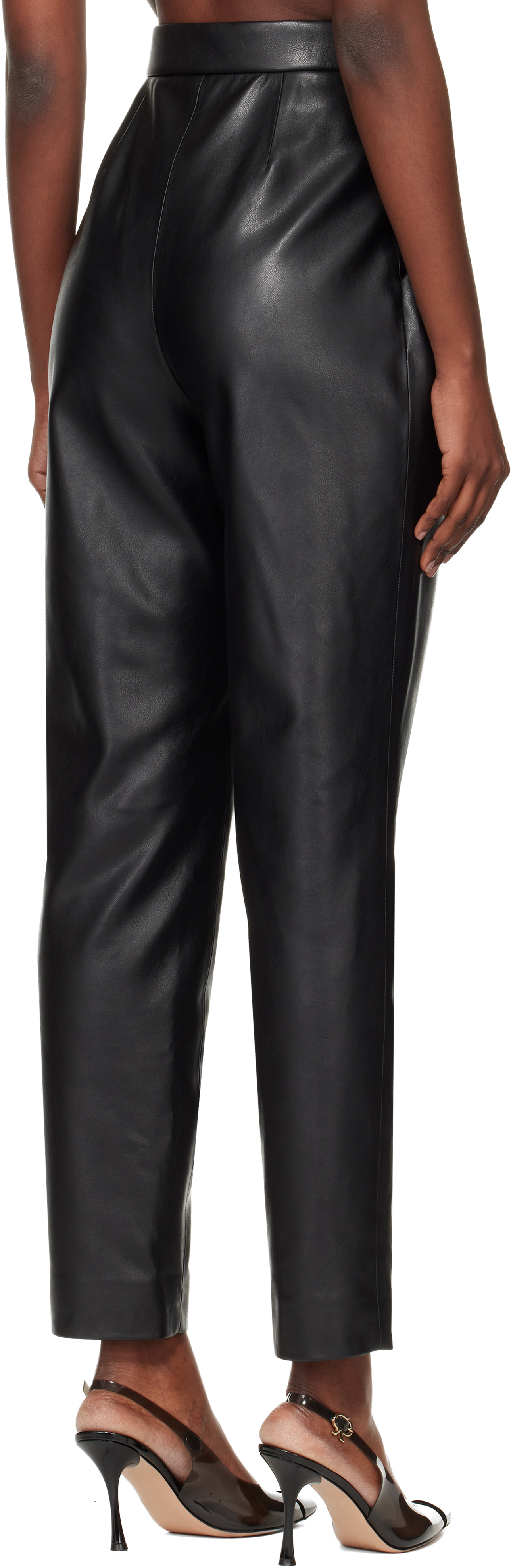 Balmain Eco Leather Pleated Tapered-leg Pants In Black