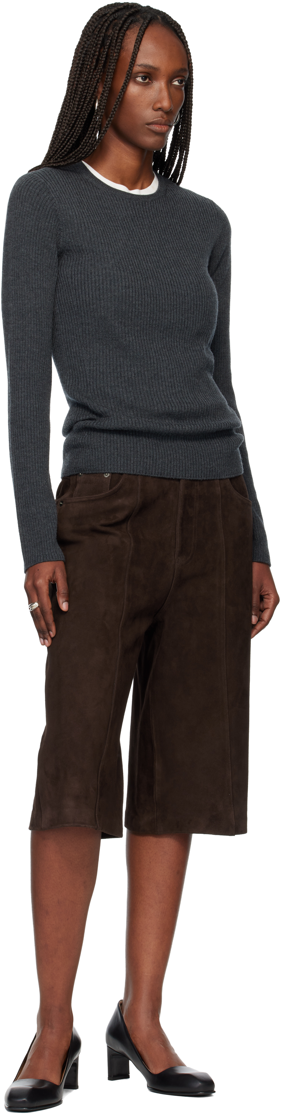 Tonywack Brown Straight-leg Bermuda Goat Suede Shorts In Brown