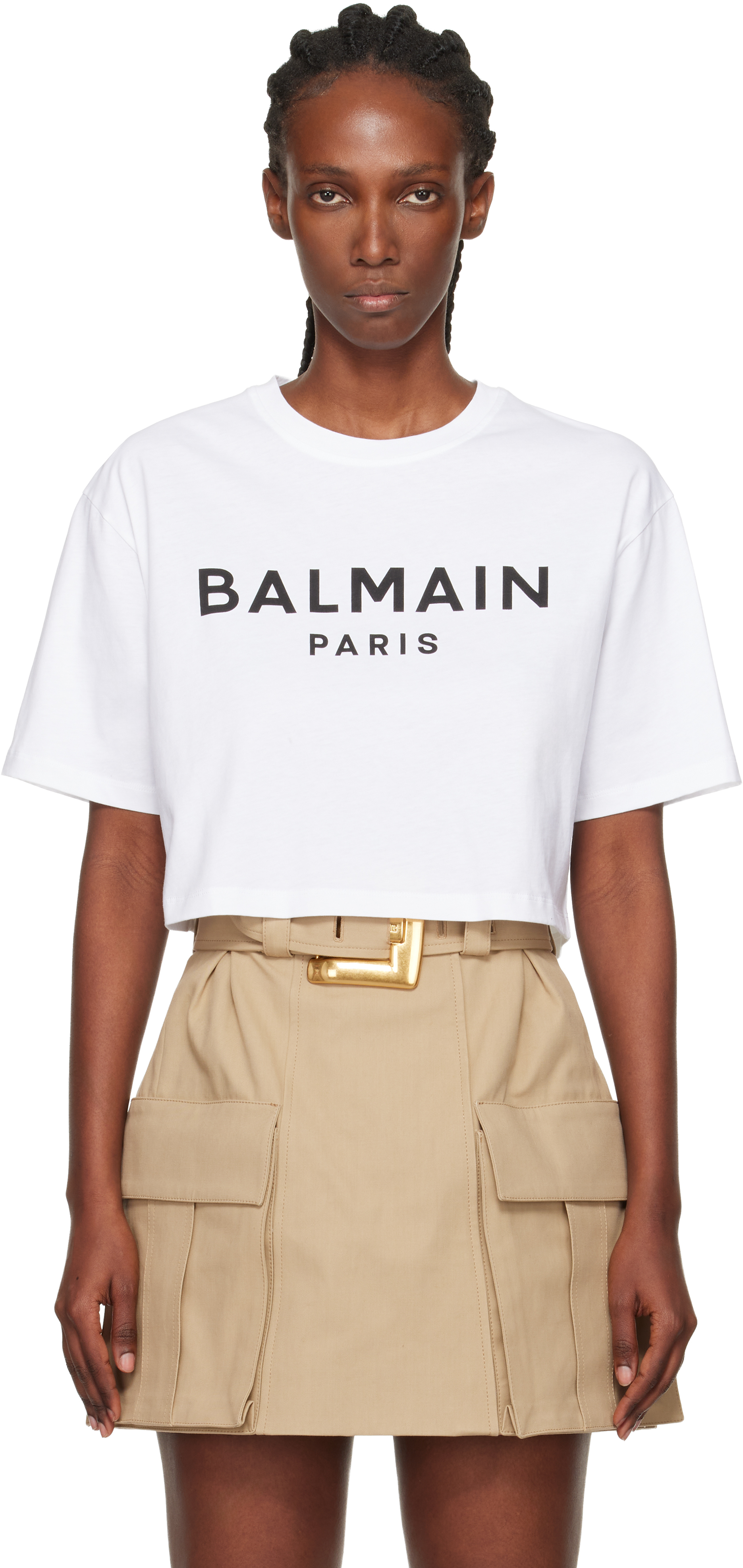 Balmain Cropped Logo T-shirt In Multi
