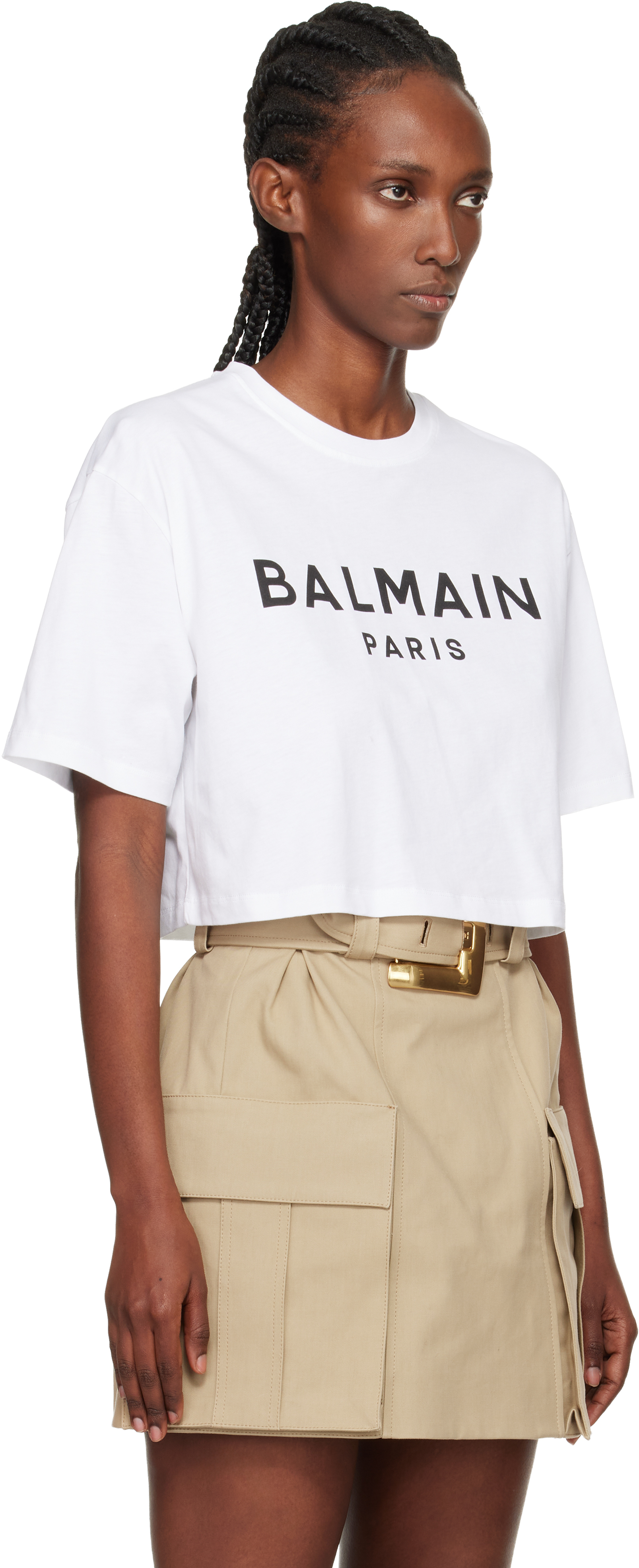 Balmain Cropped Logo T-shirt In Multi