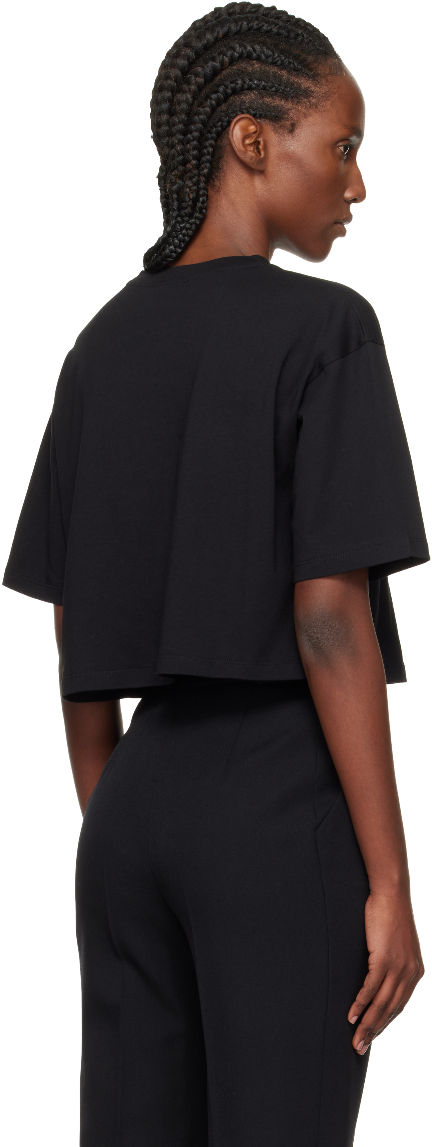 Balmain Cropped T-shirt With Print In Black