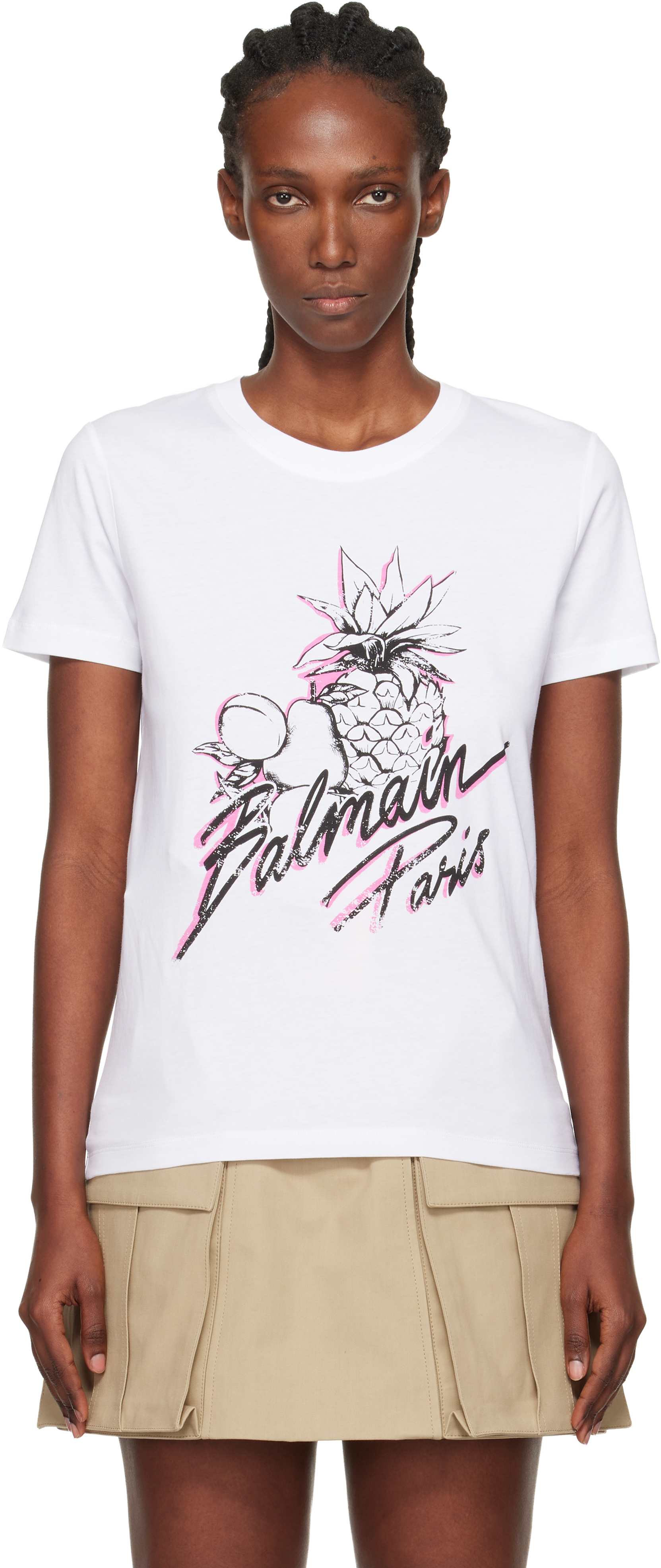 Balmain White Fruits Print T-shirt