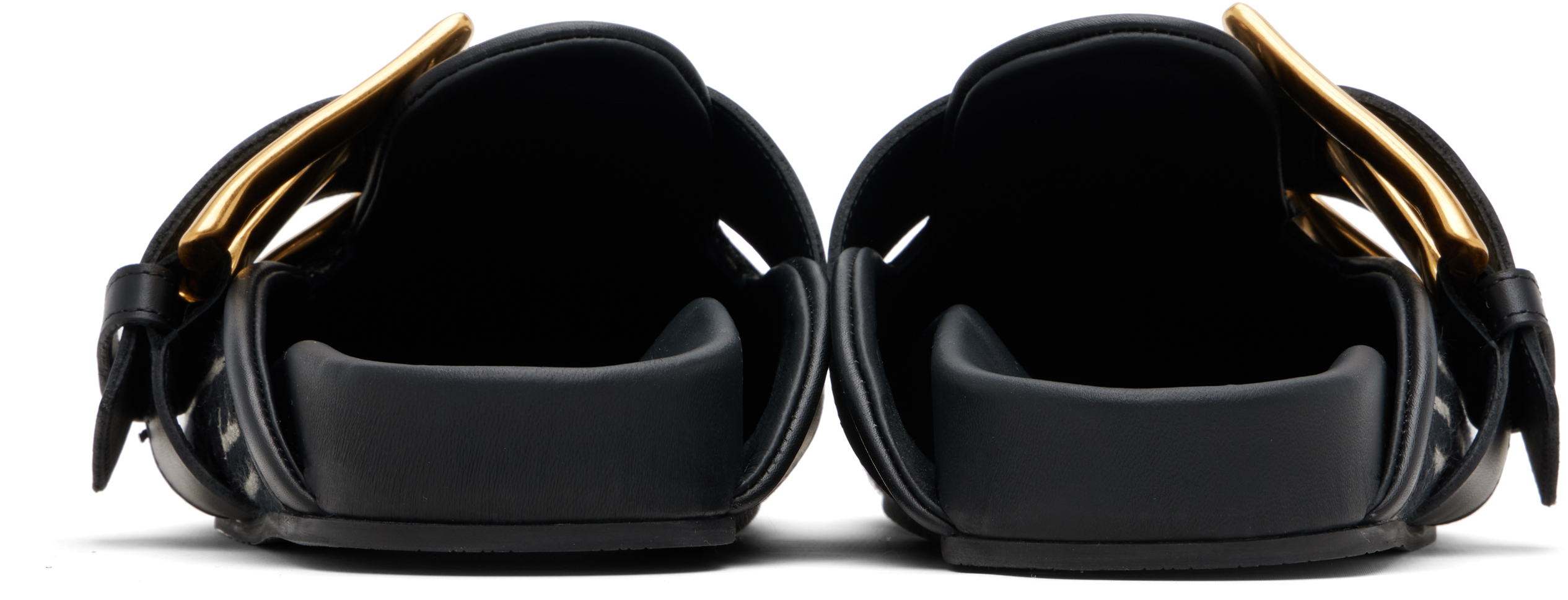 Balmain Black & Beige Anthem Mule Loafers