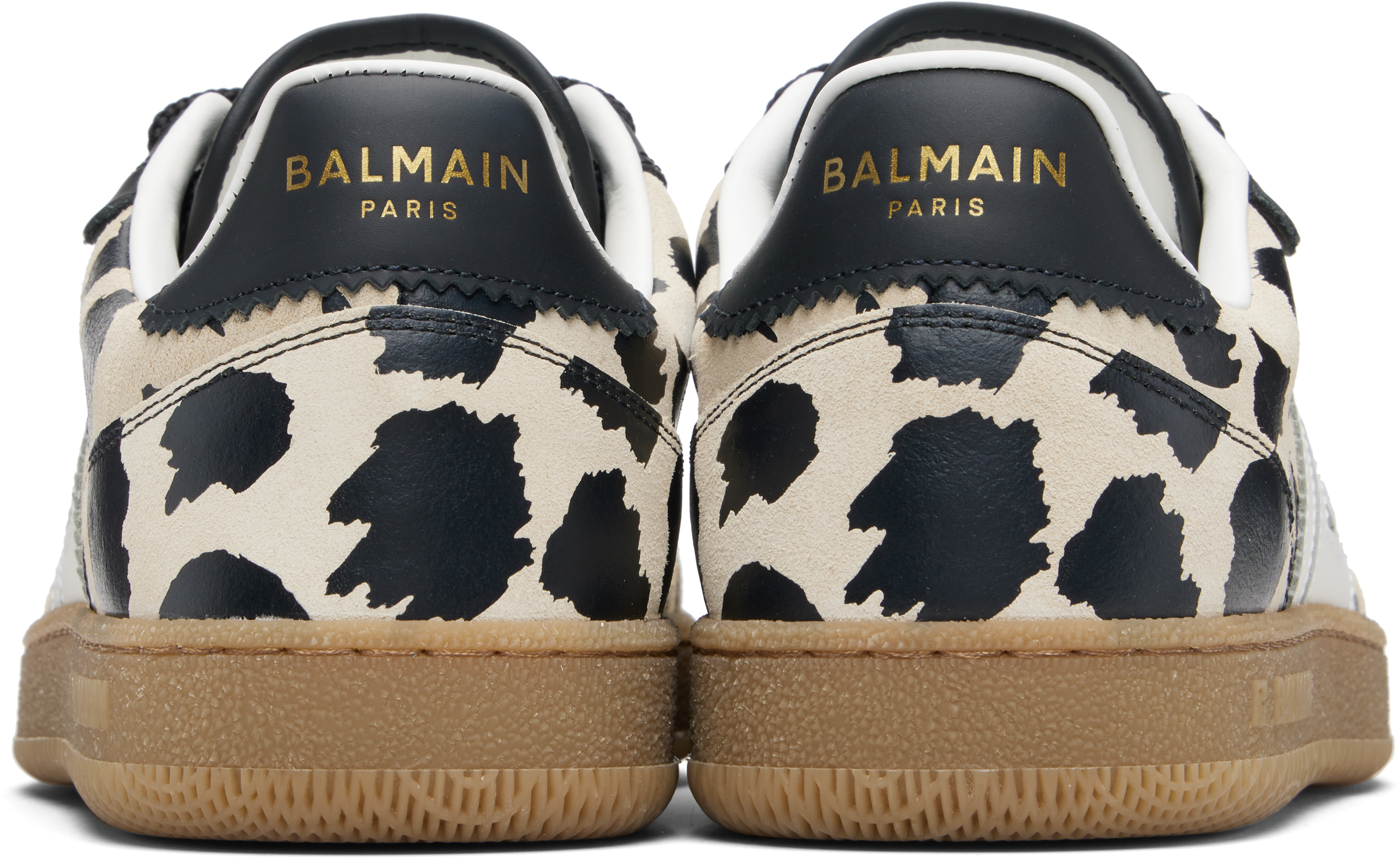 Balmain Swan Snow Leopard-print Suede Low-top Sneakers