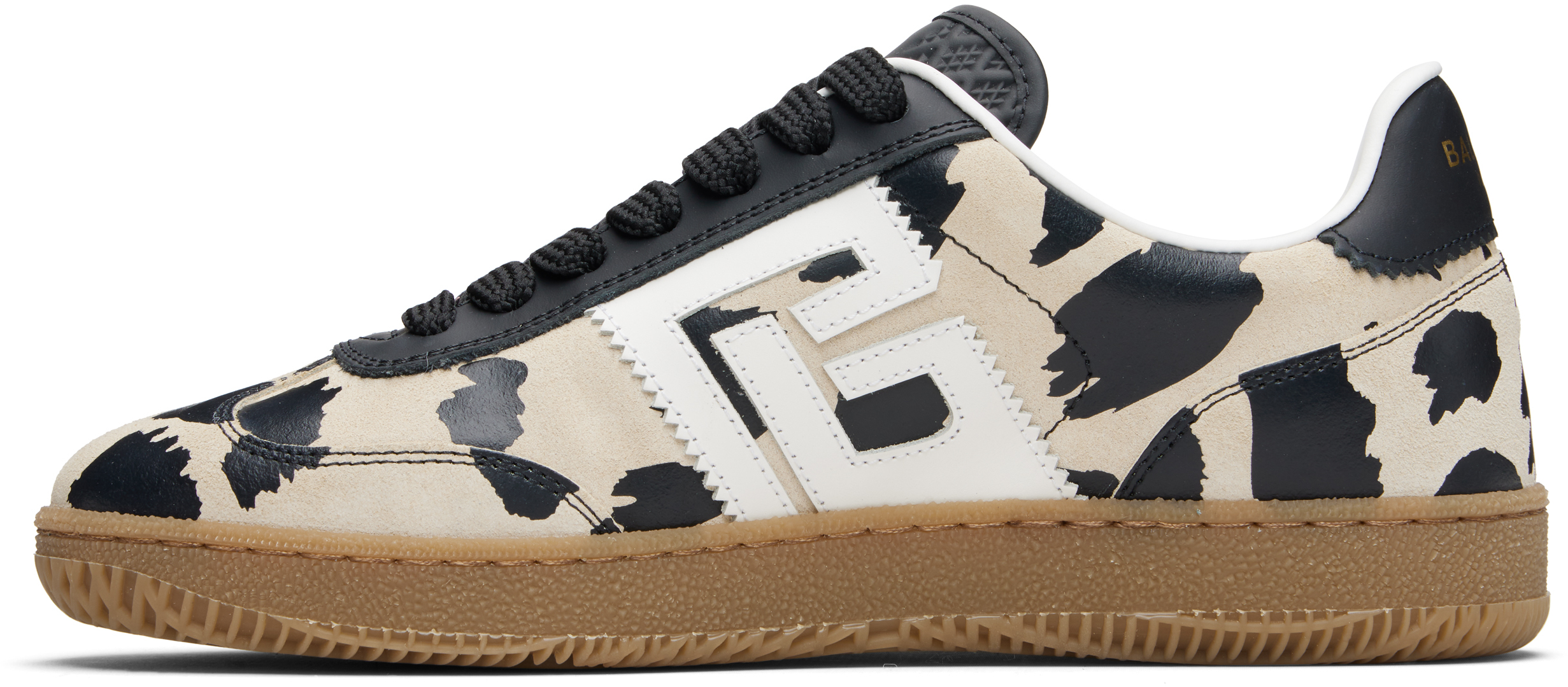 Balmain Swan Snow Leopard-print Suede Low-top Sneakers