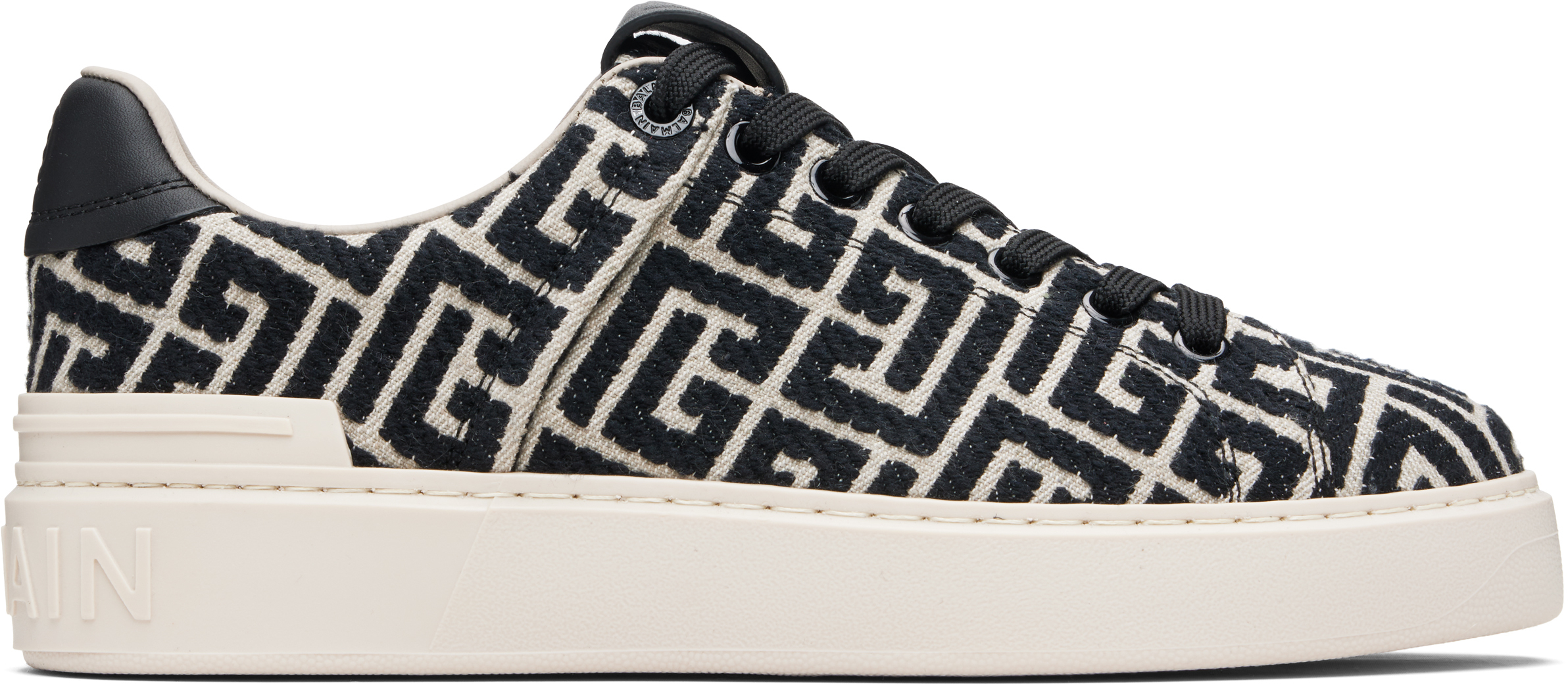 Balmain B Court Monogram Jacquard Low-top Sneaker In Black