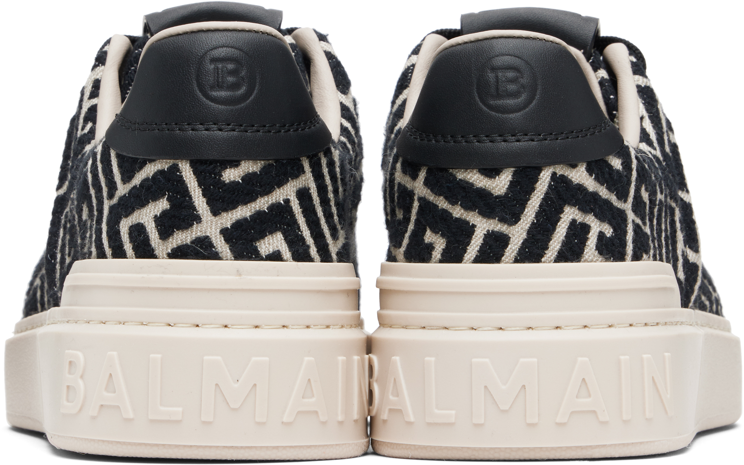 Balmain B Court Monogram Jacquard Low-top Sneaker In Black