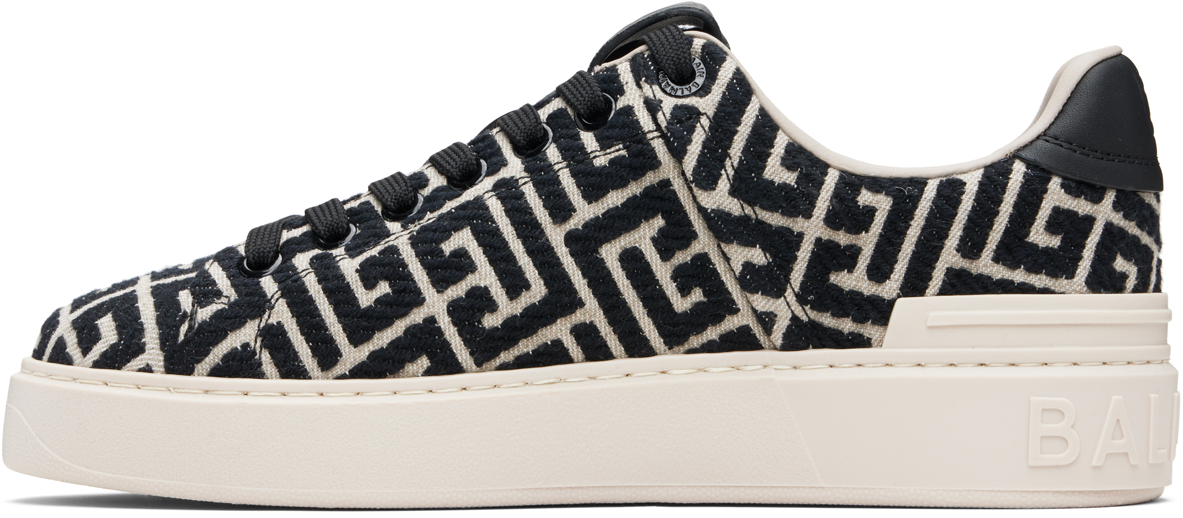 Balmain B Court Monogram Jacquard Low-top Sneaker In Black
