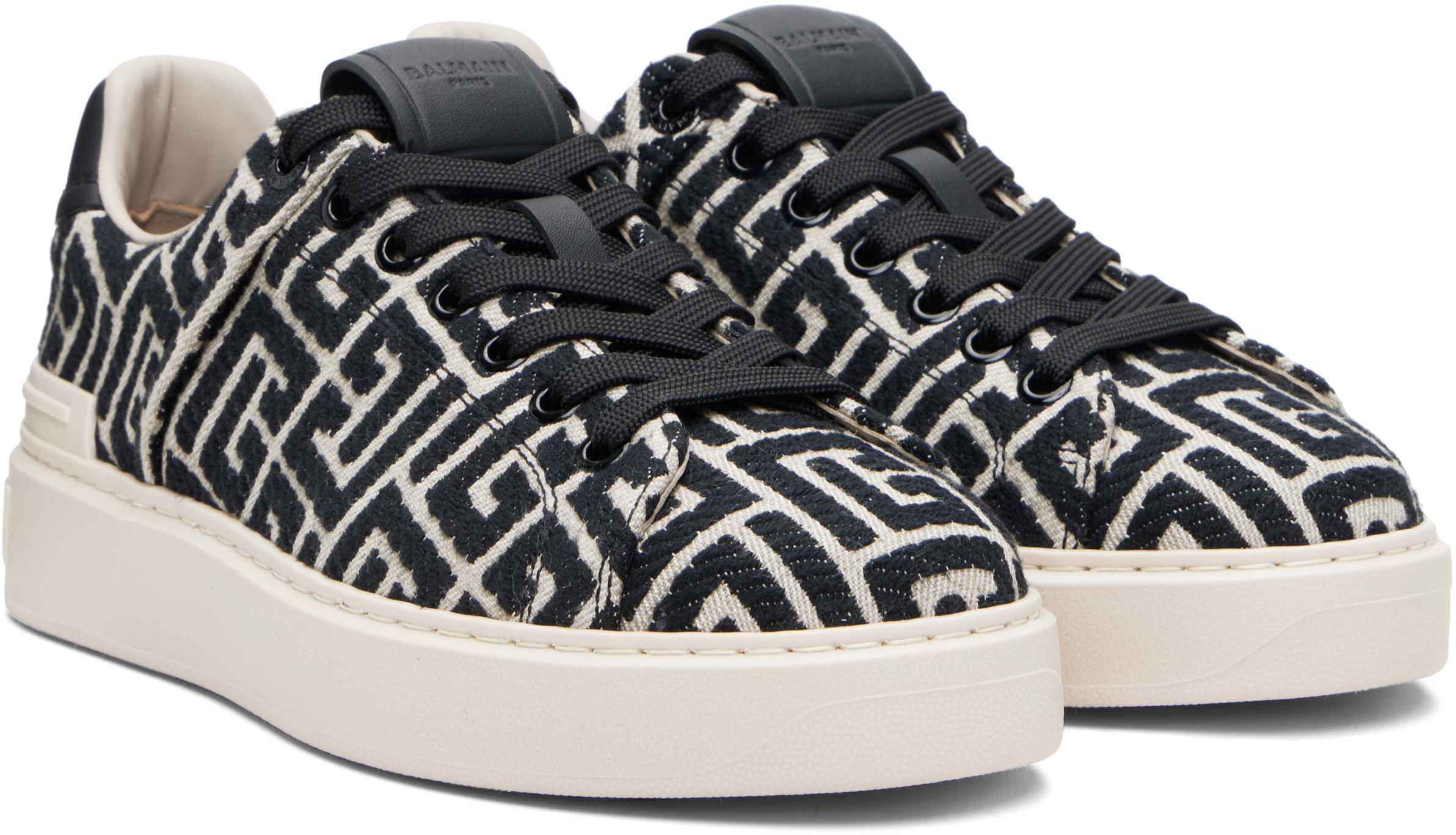 Balmain B Court Monogram Jacquard Low-top Sneaker In Black