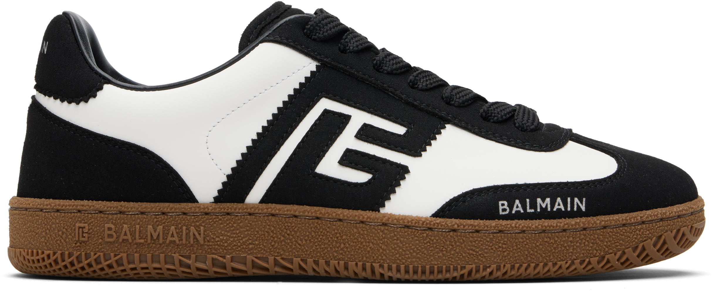 Balmain Swan Sneakers In Calfskin And Suede In Black