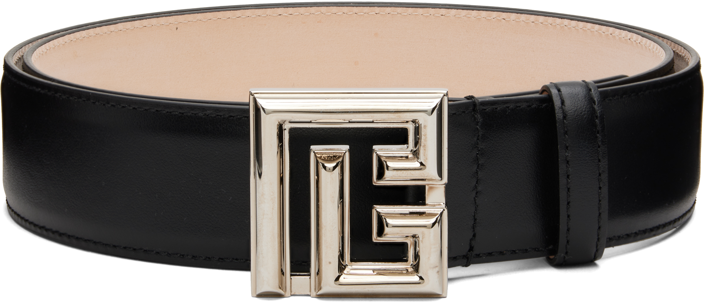 Balmain Black Leather P Belt In Black