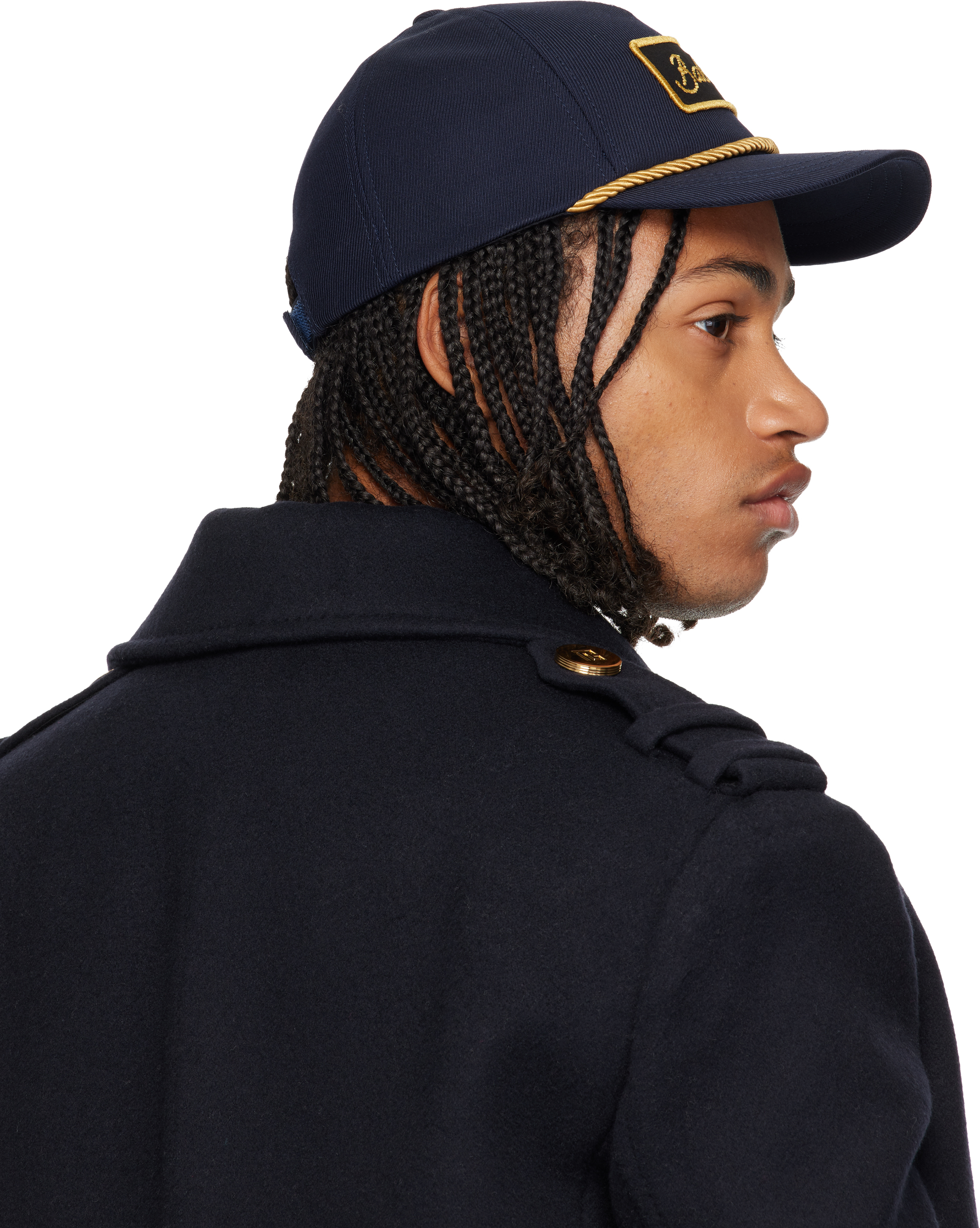 Balmain Navy Cotton Cord Cap