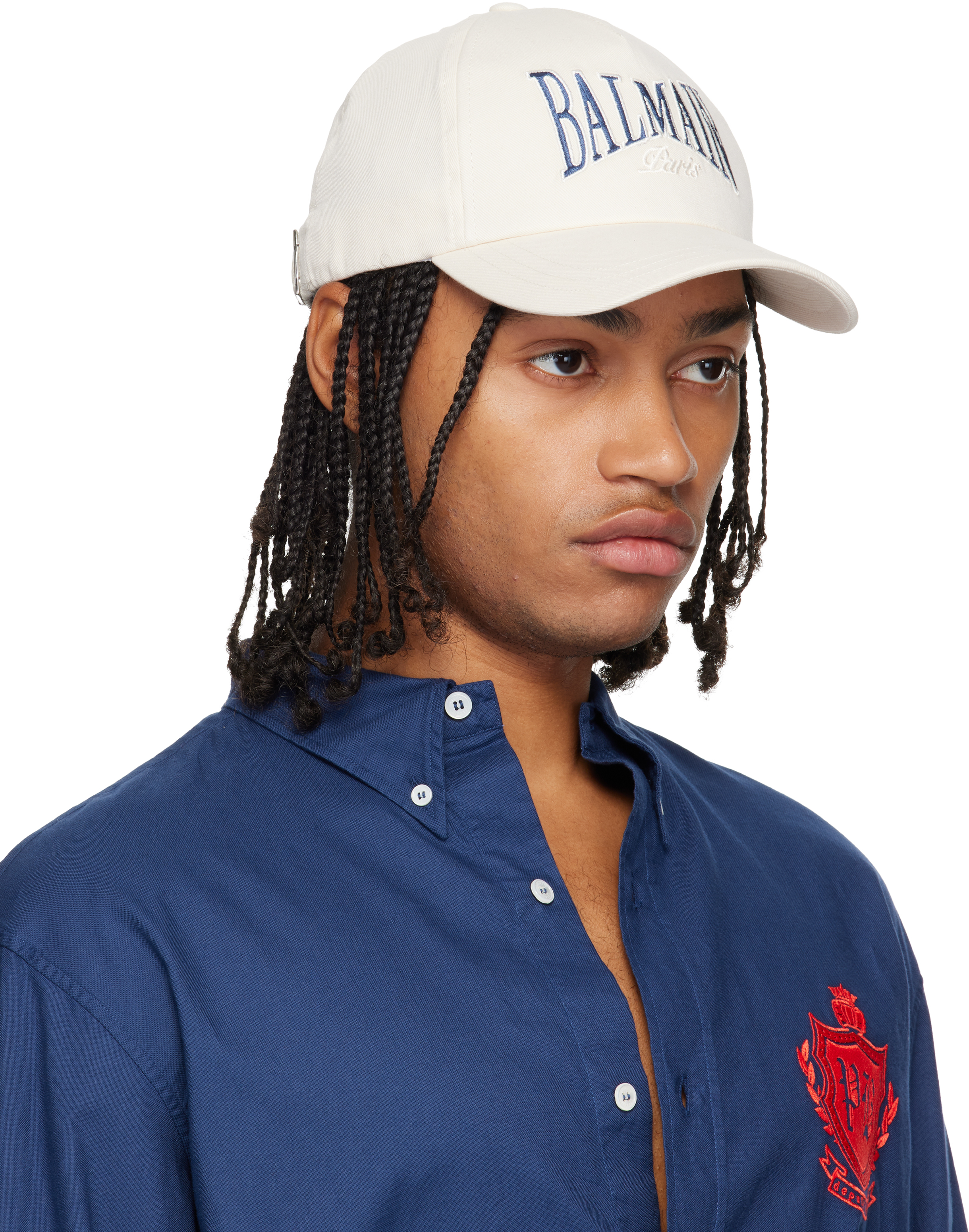 Balmain Off-white Cotton ' College' Cap In White