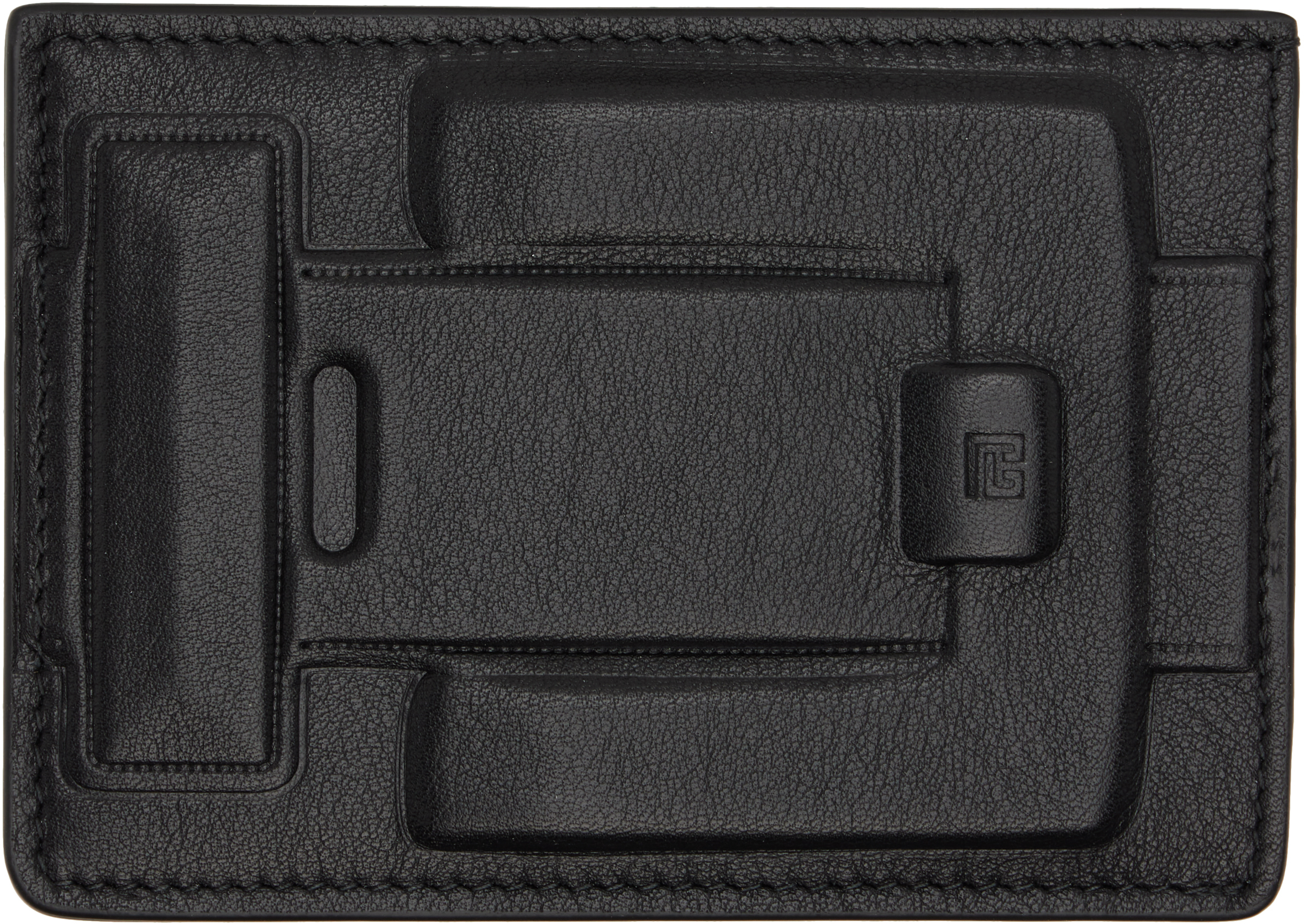 Balmain Black Calfskin Leather Anthem Card Holder In Black