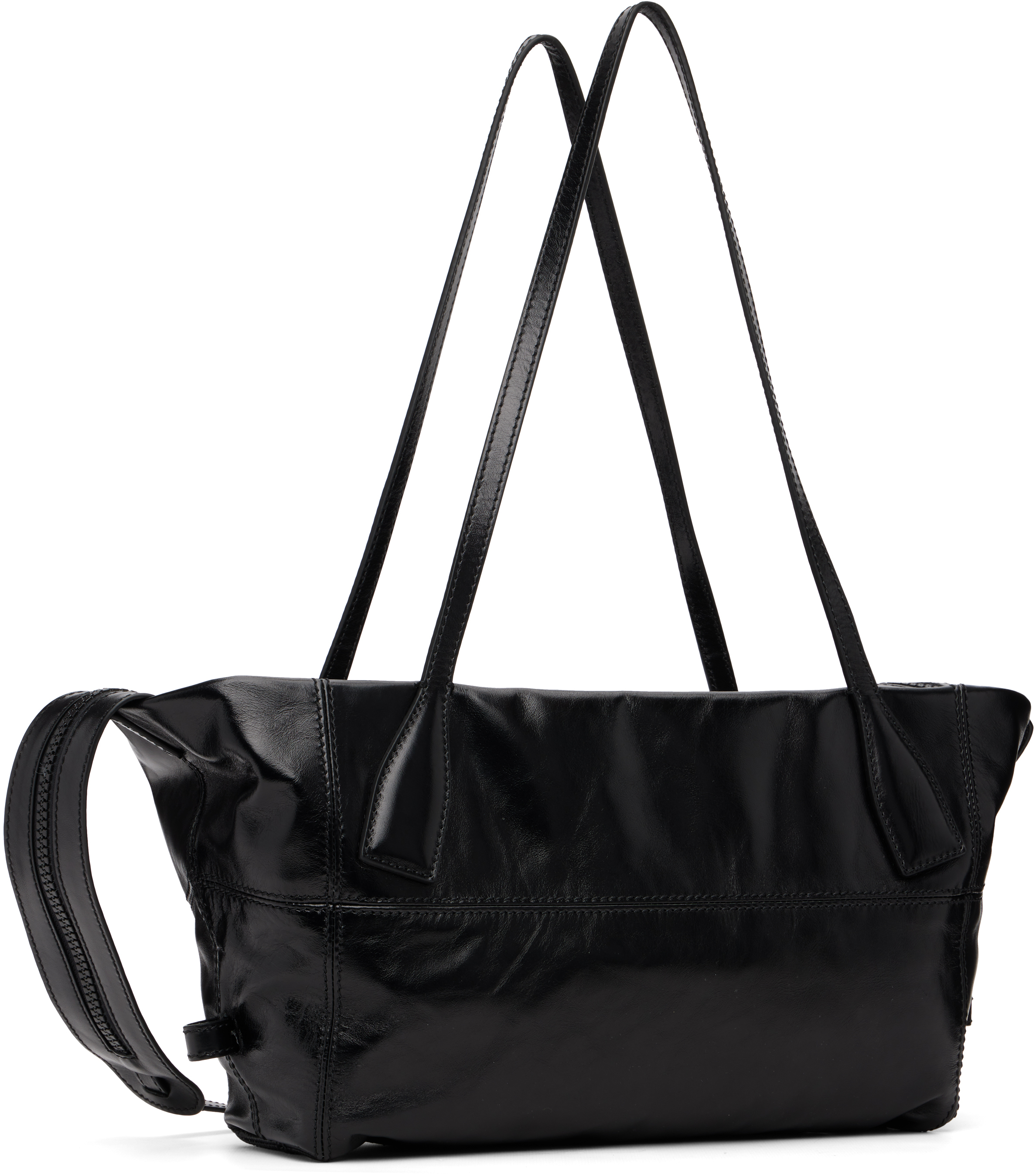 Balmain Black Small Track Zips Calfskin Bag In Black