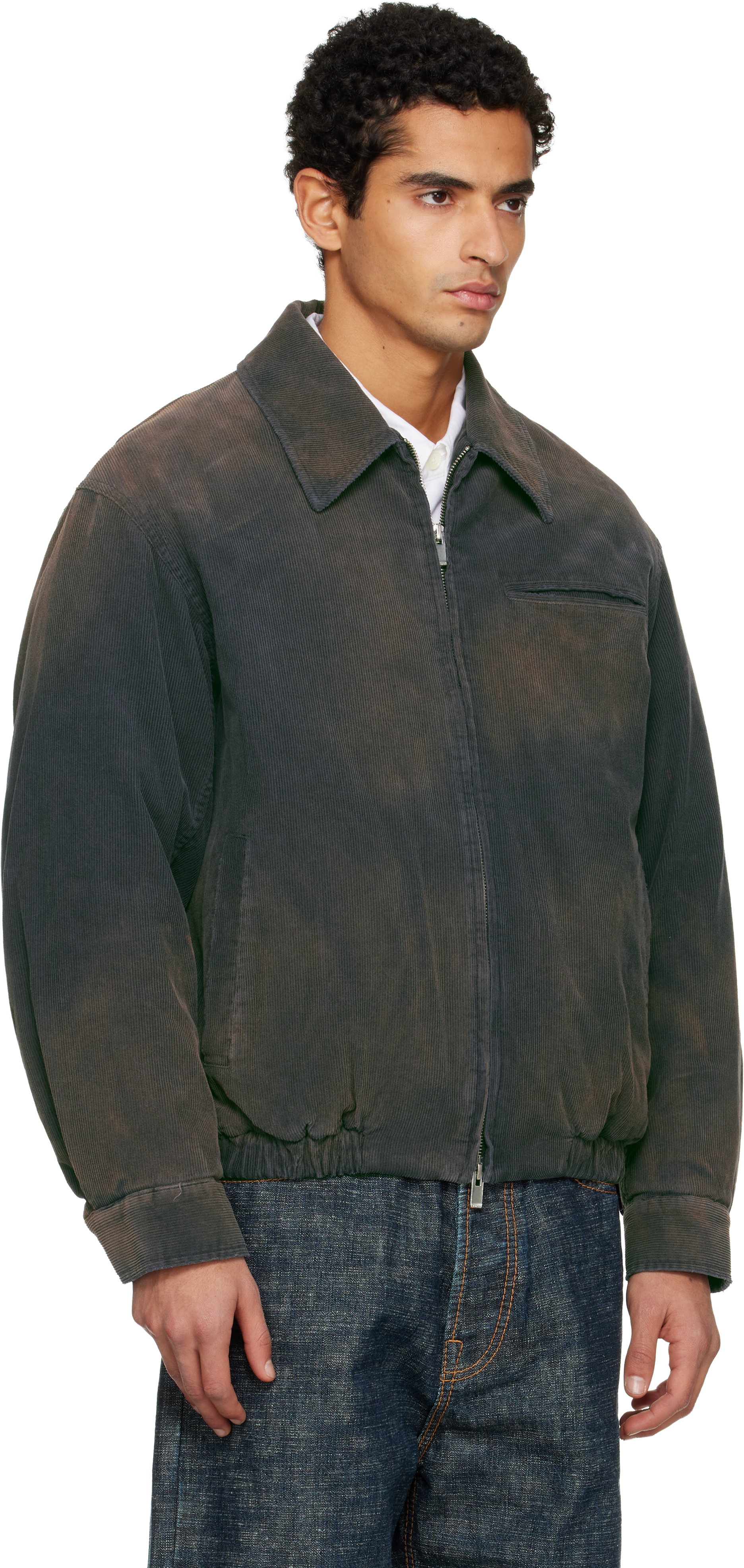 Tonywack Navy Garment-washed Corduroy Bomber Jacket In Multi