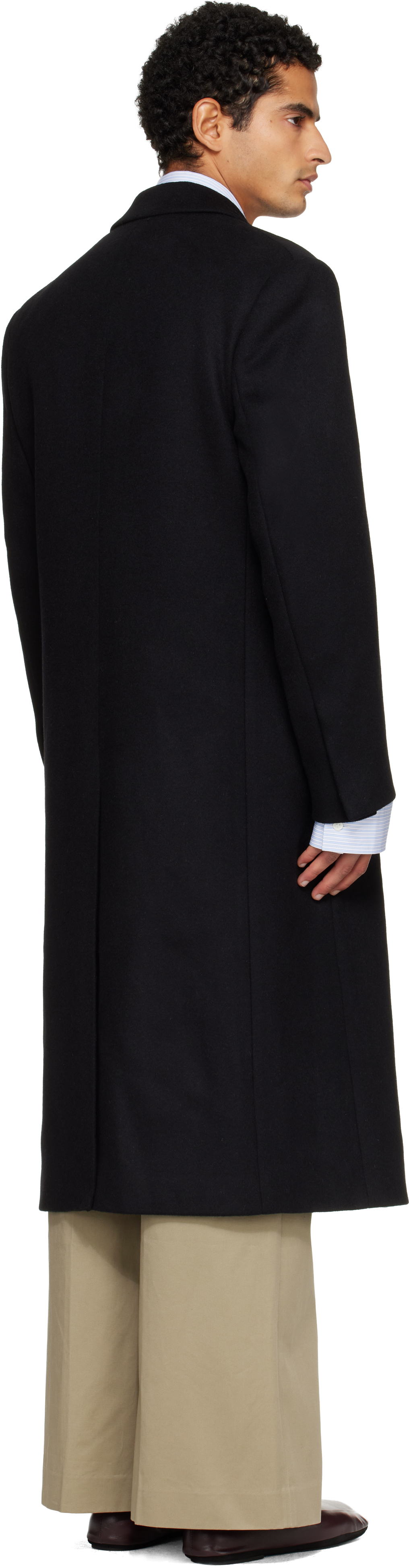Tonywack Black Wool & Cashmere Tailored Wrap Coat In Black
