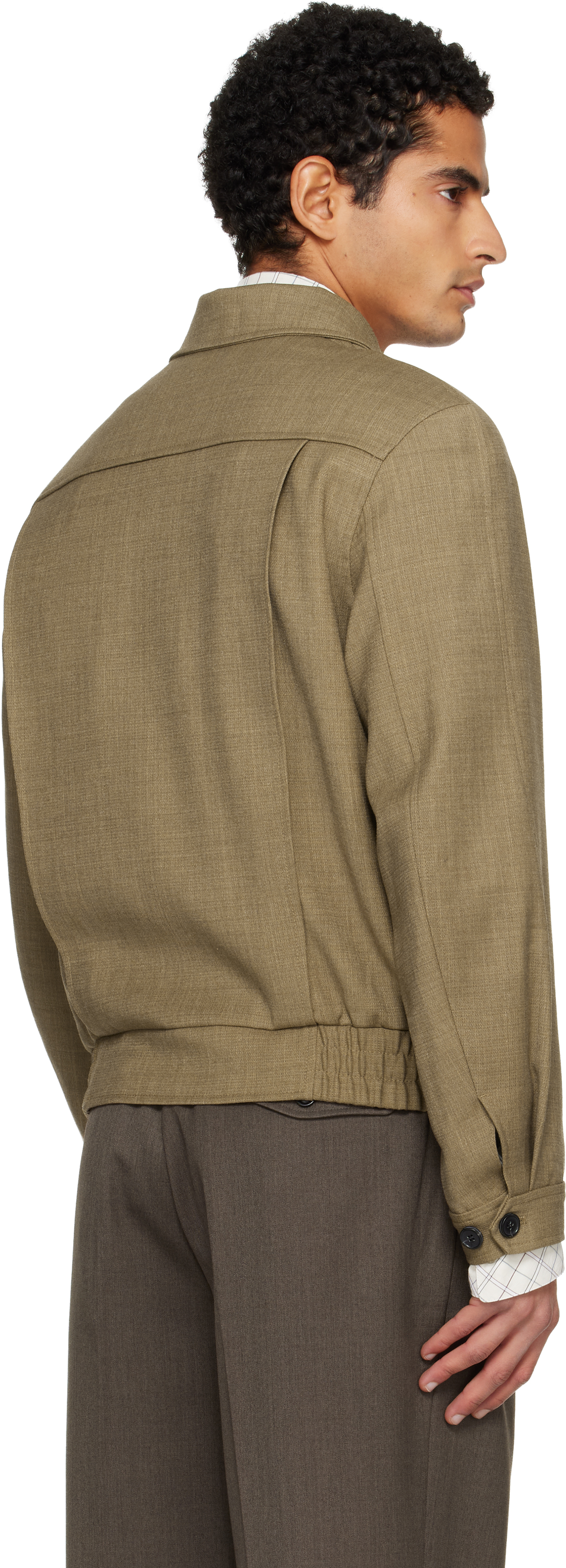 Tonywack Tan Wool Oversized Blouson Jacket In Green