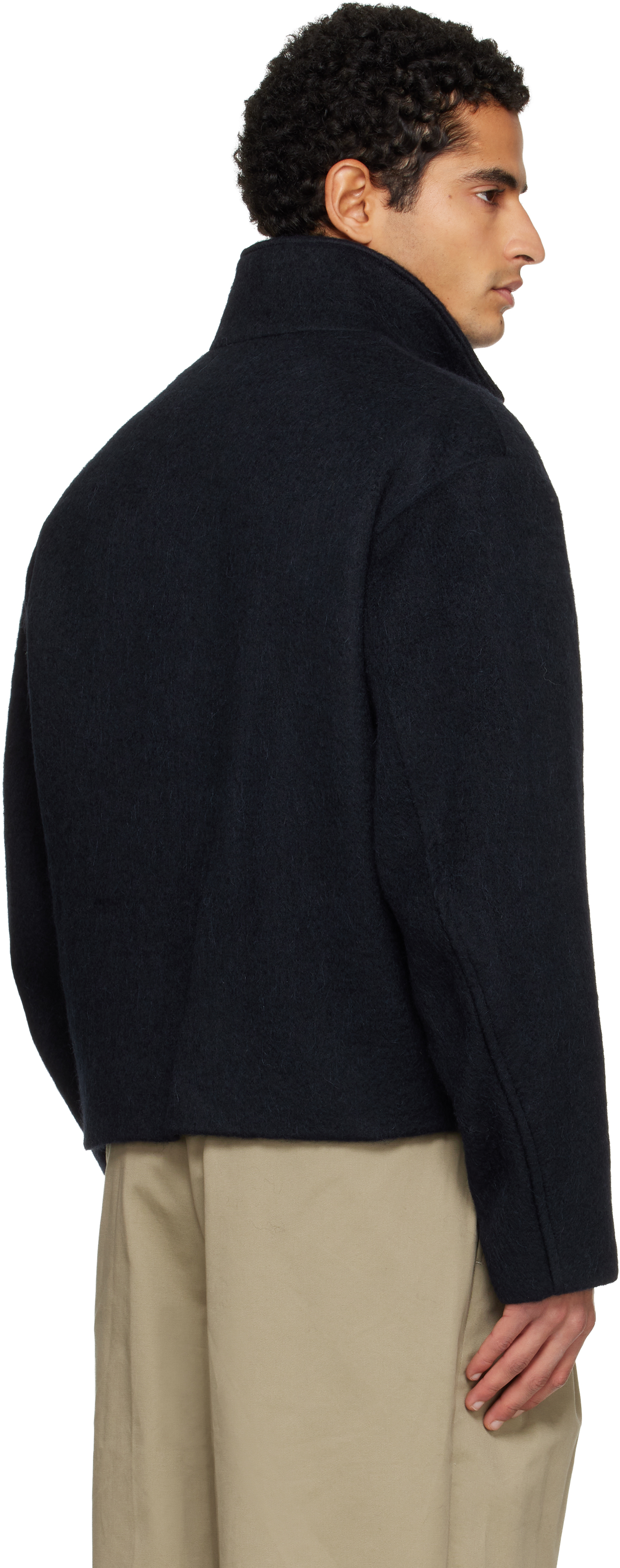 Tonywack Navy Wool Alpaca Zippered Jacket In Blue