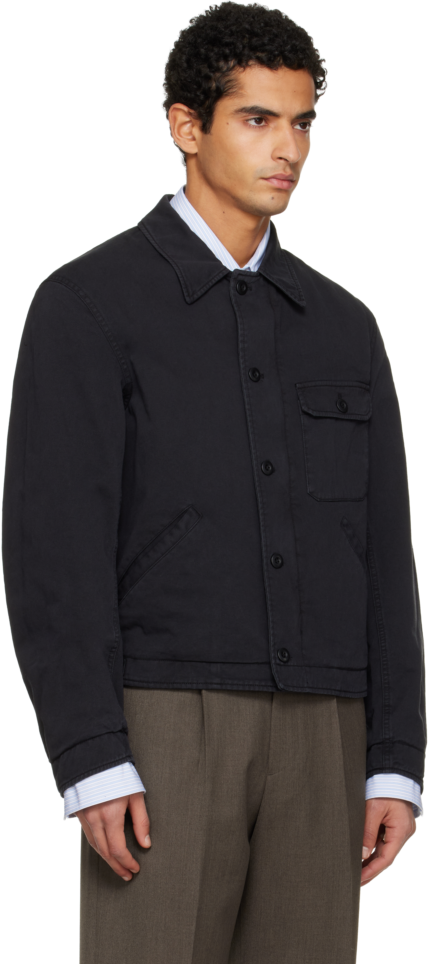 Tonywack Black Garment-dyed Cotton Deck Denim Jacket In Black
