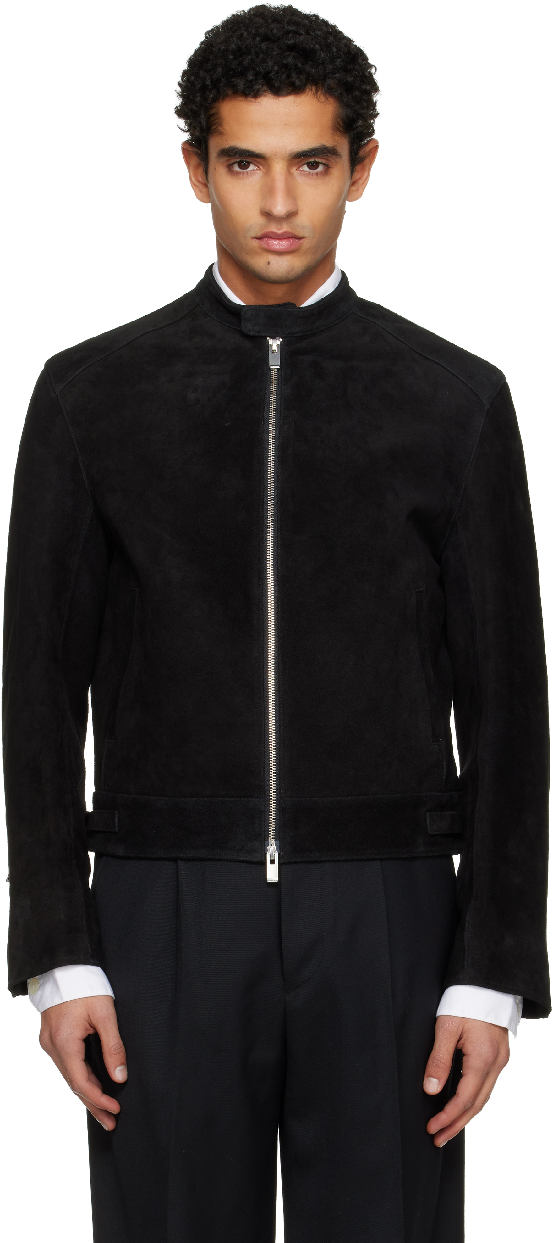 Tonywack Black Suede Racer Jacket In Black