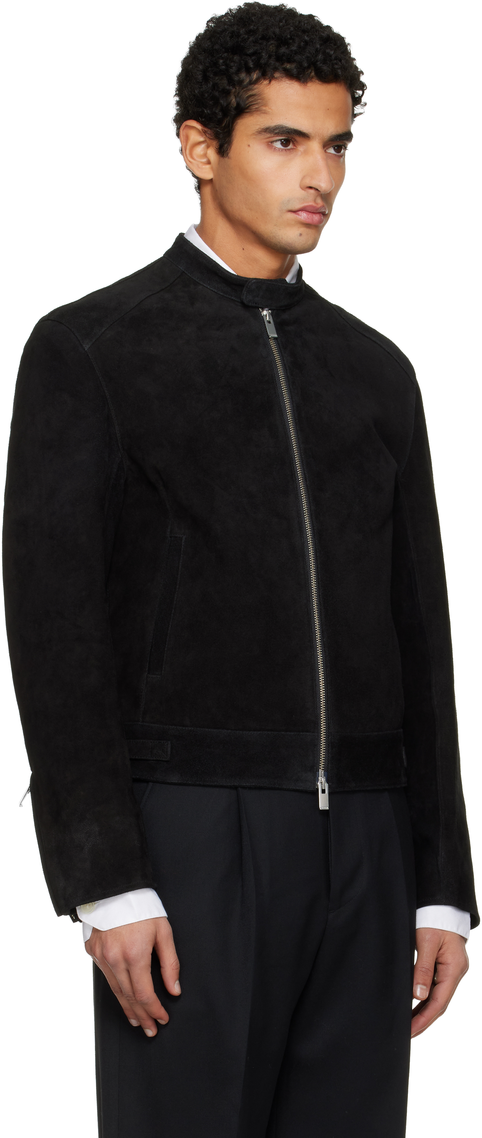 Tonywack Black Suede Racer Jacket In Black