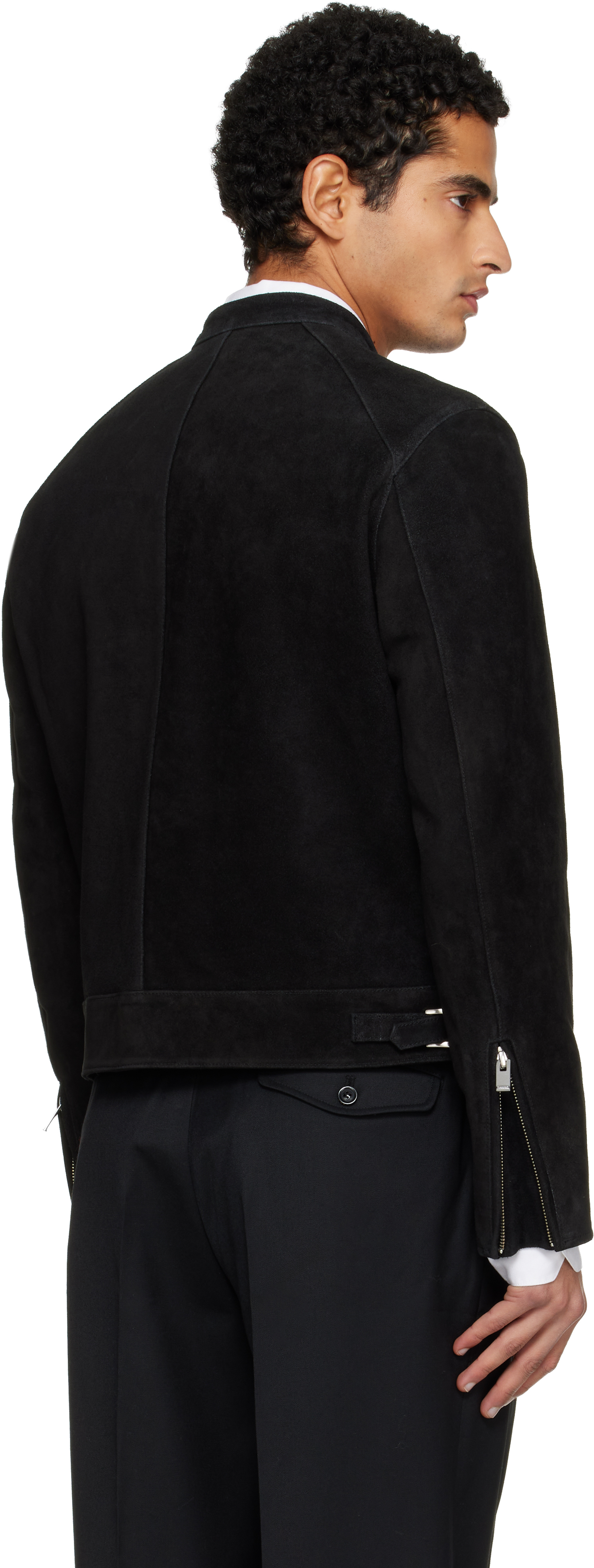 Tonywack Black Suede Racer Jacket In Black