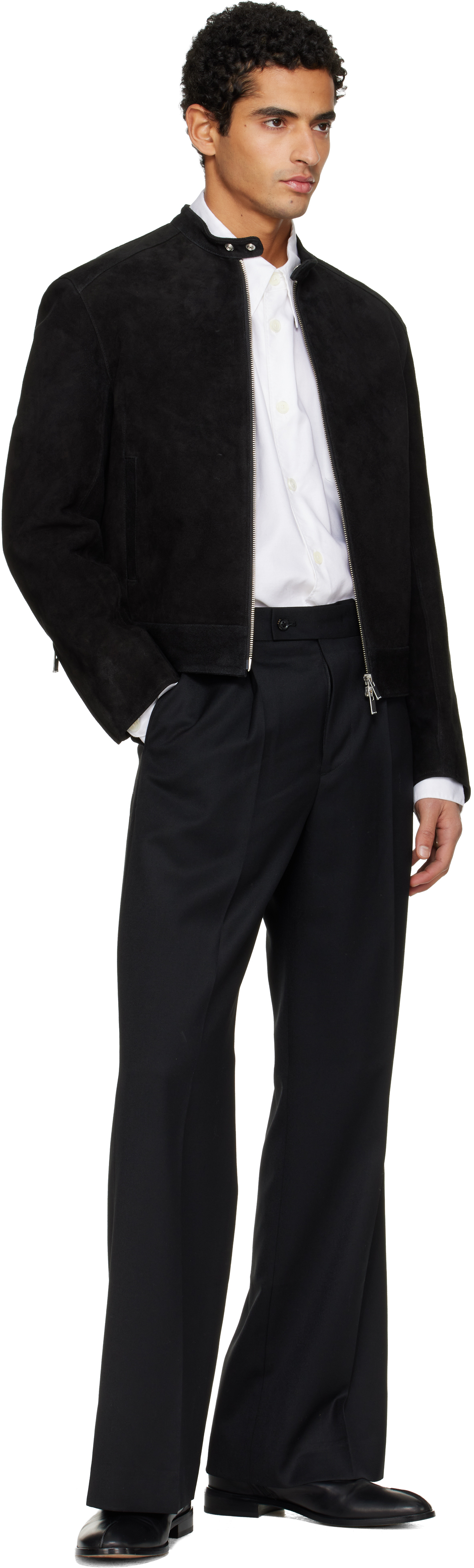 Tonywack Black Suede Racer Jacket In Black