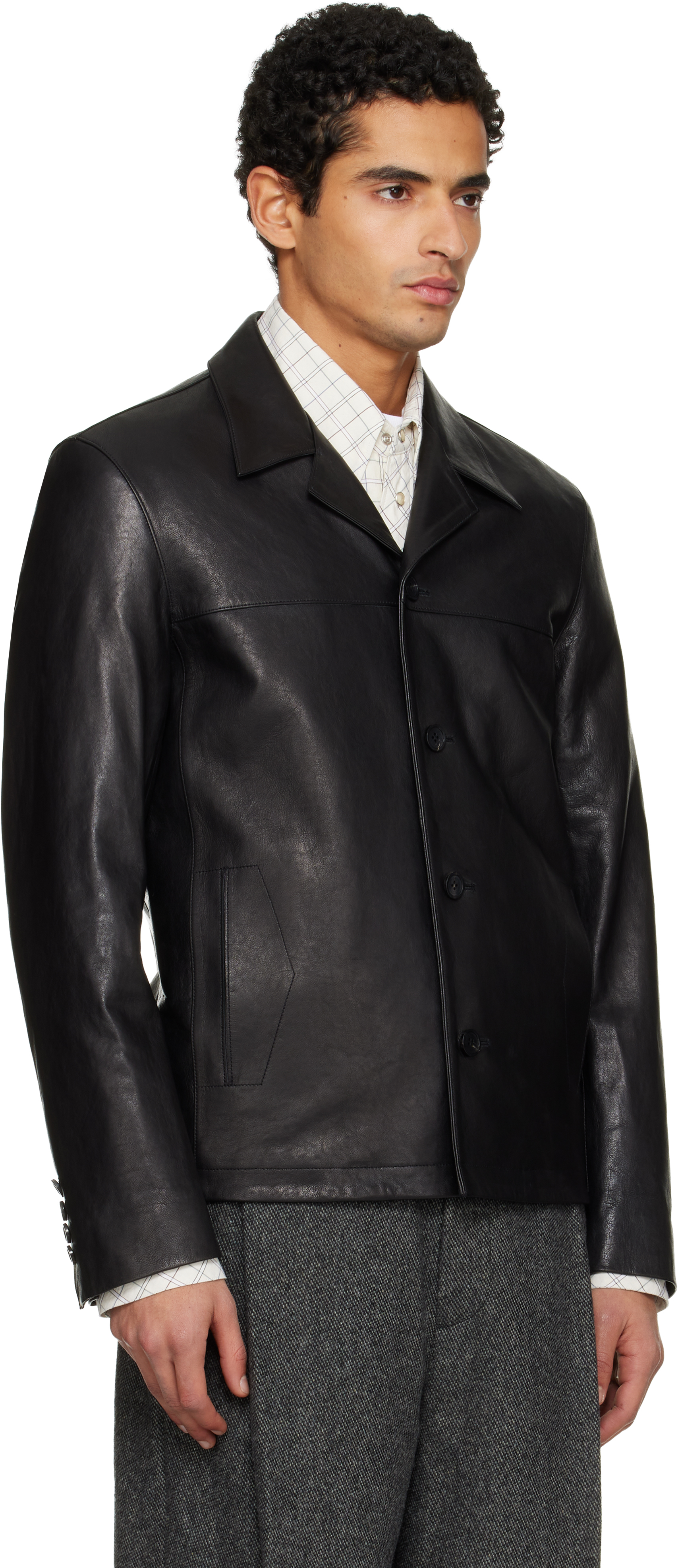 Tonywack Black Vegetable Tanned Lamb Leather Jacket In Black