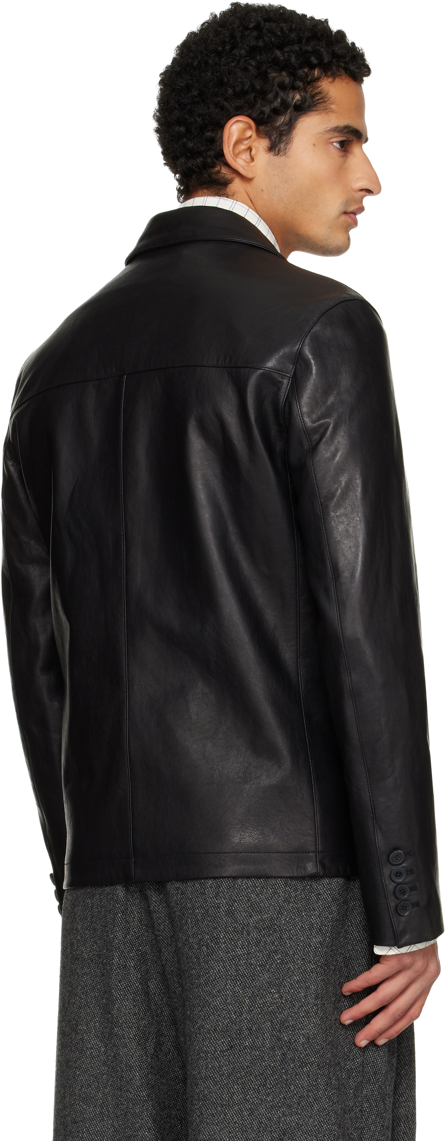 Tonywack Black Vegetable Tanned Lamb Leather Jacket In Black