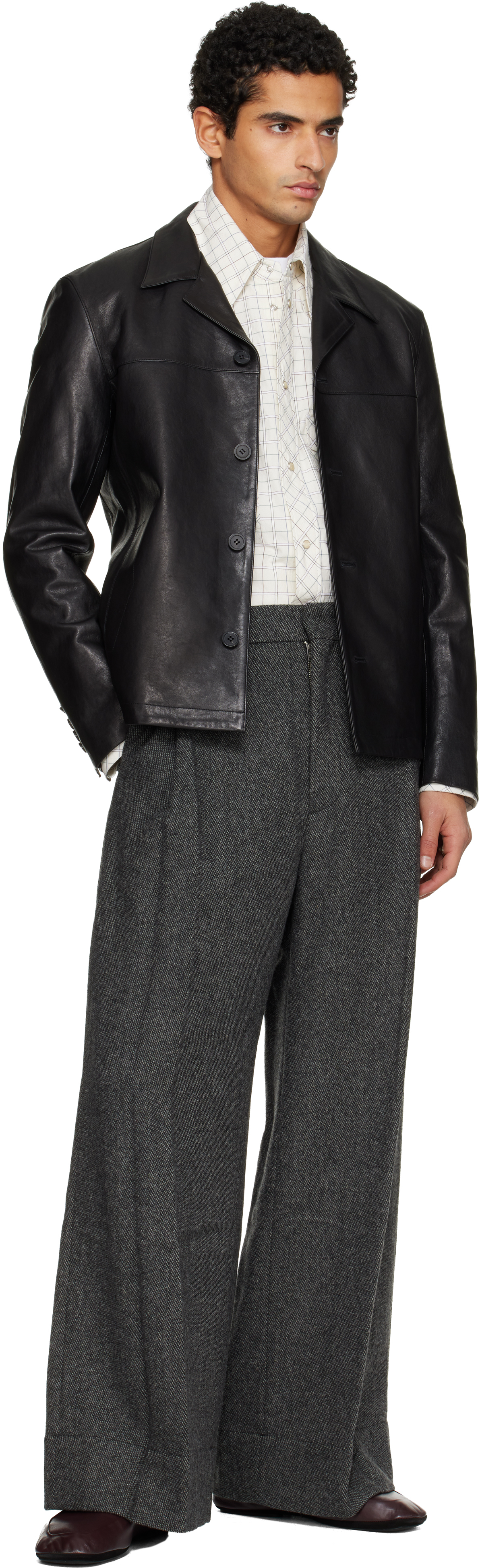 Tonywack Black Vegetable Tanned Lamb Leather Jacket In Black