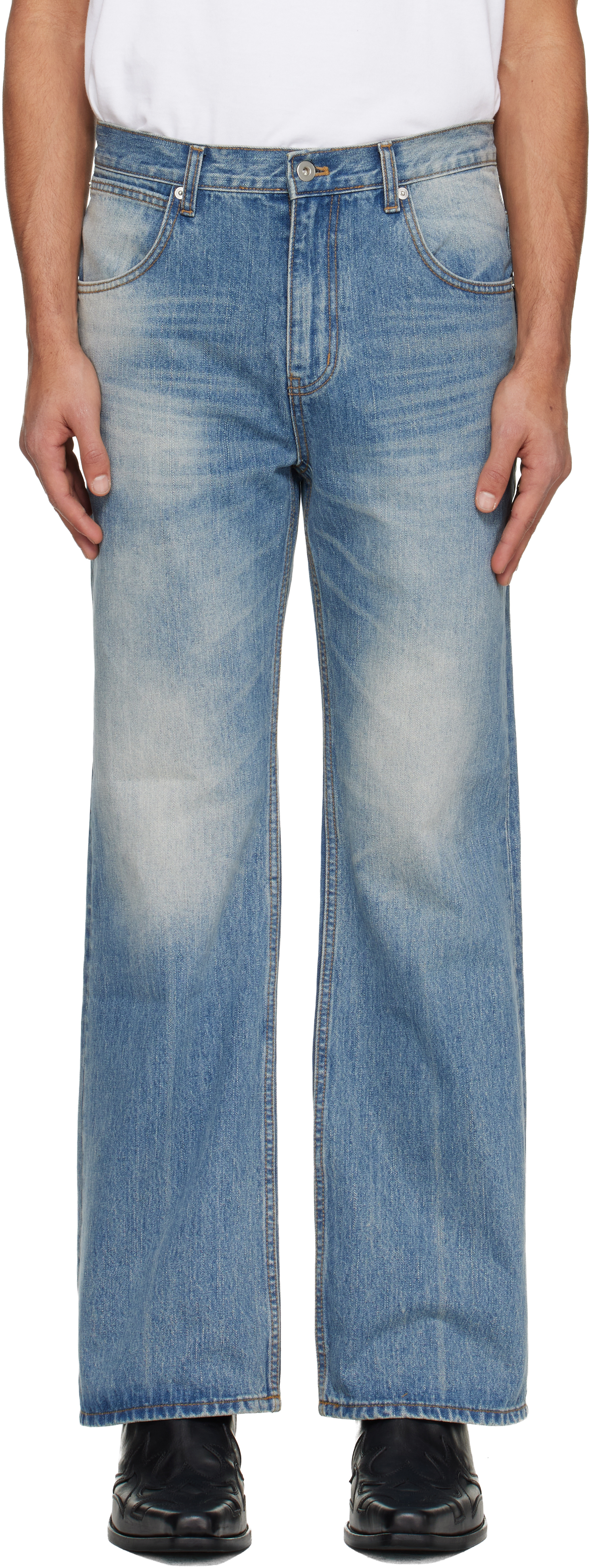 Tonywack Blue Flared-leg Jeans In Blue