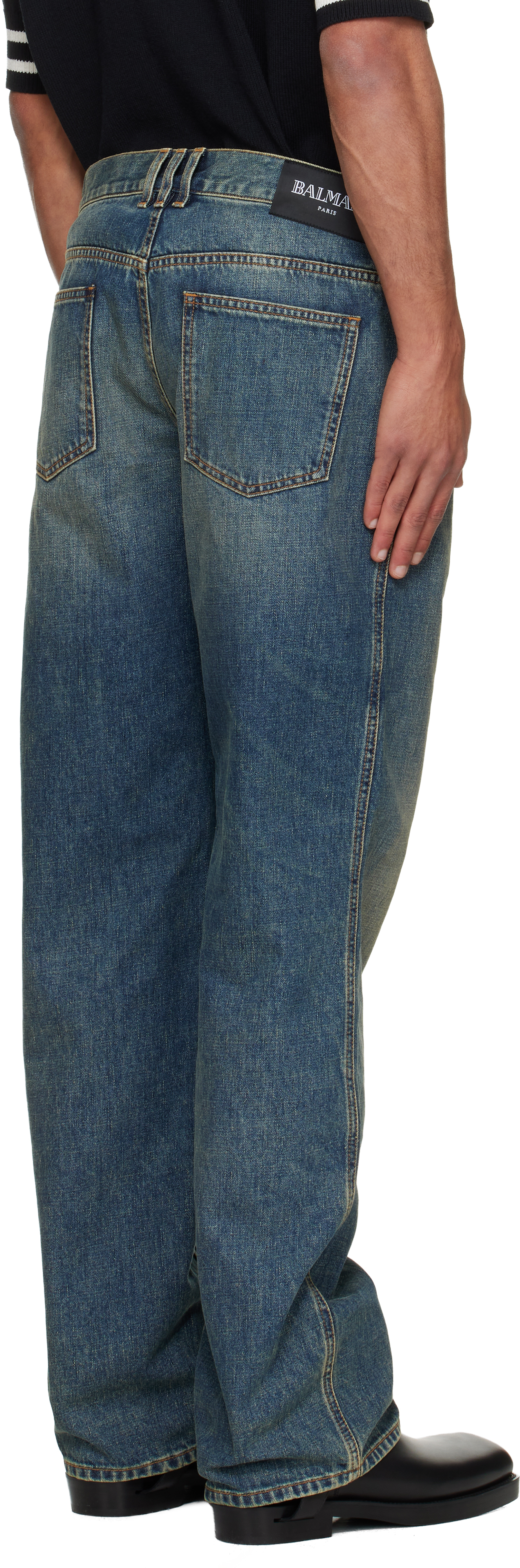 Balmain Blue Low Waist Jeans In Blue